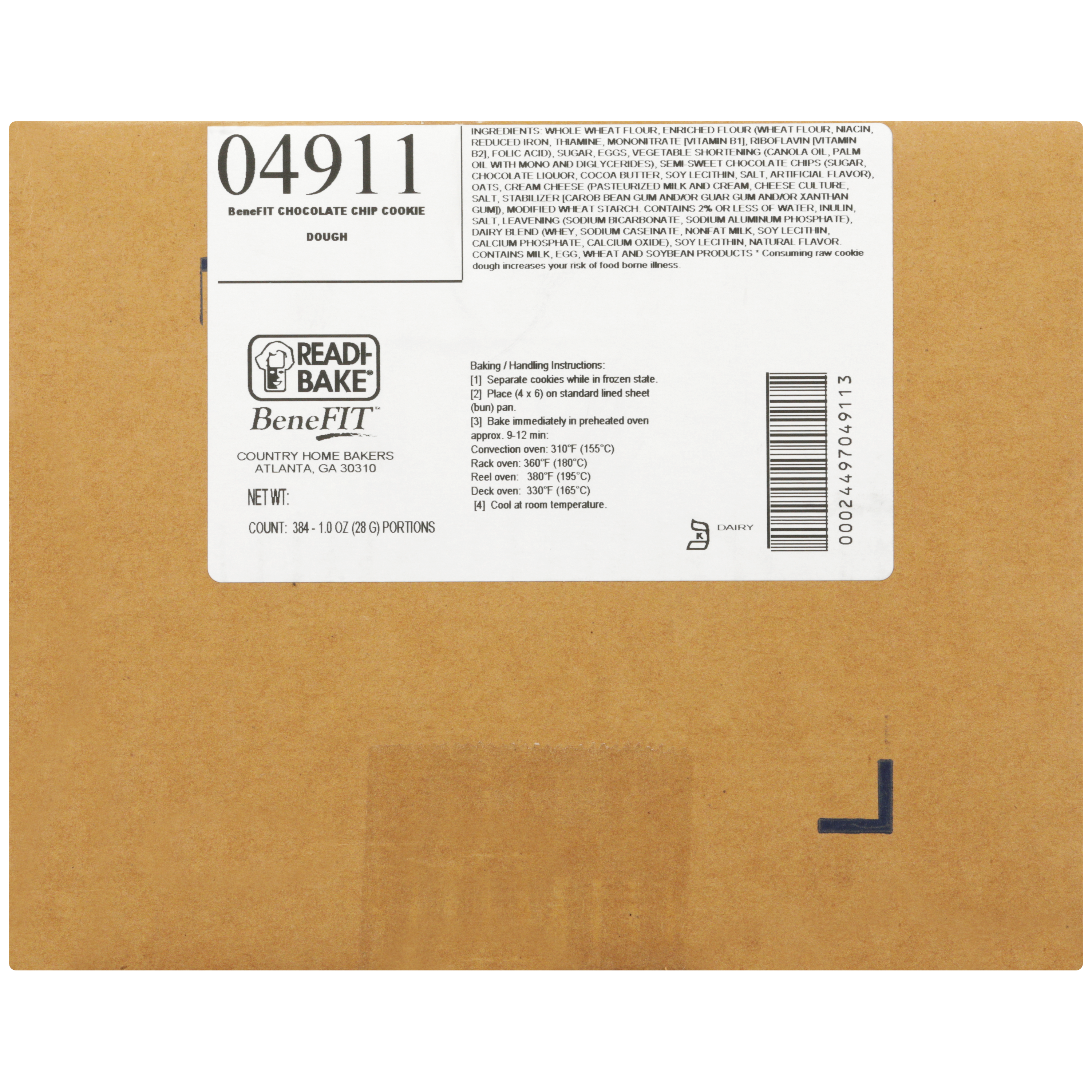 Reduced Fat%wg Chocchp Cookie Dough 1 Ounce Size - 384 Per Case.
