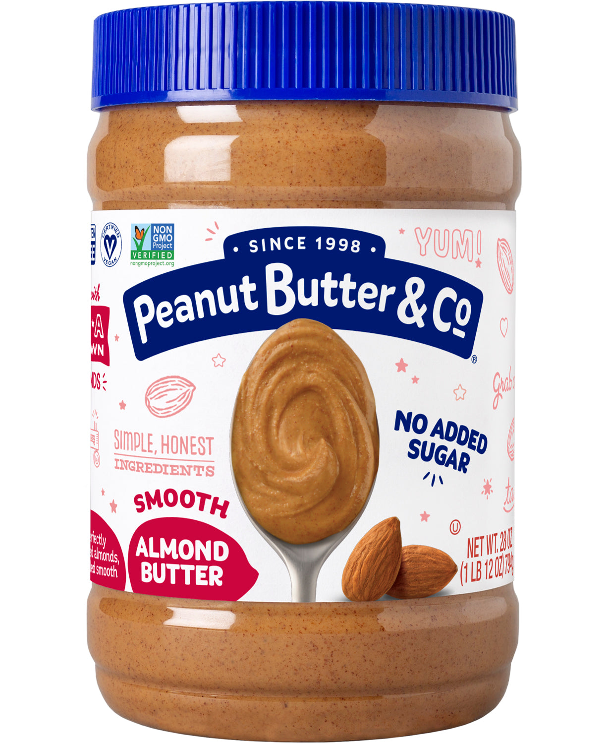 Almond Butter All Natural Stabilized Almond Butter Vegan Vegetarian Kosher 28 Ounce Size - 6 Per Case.