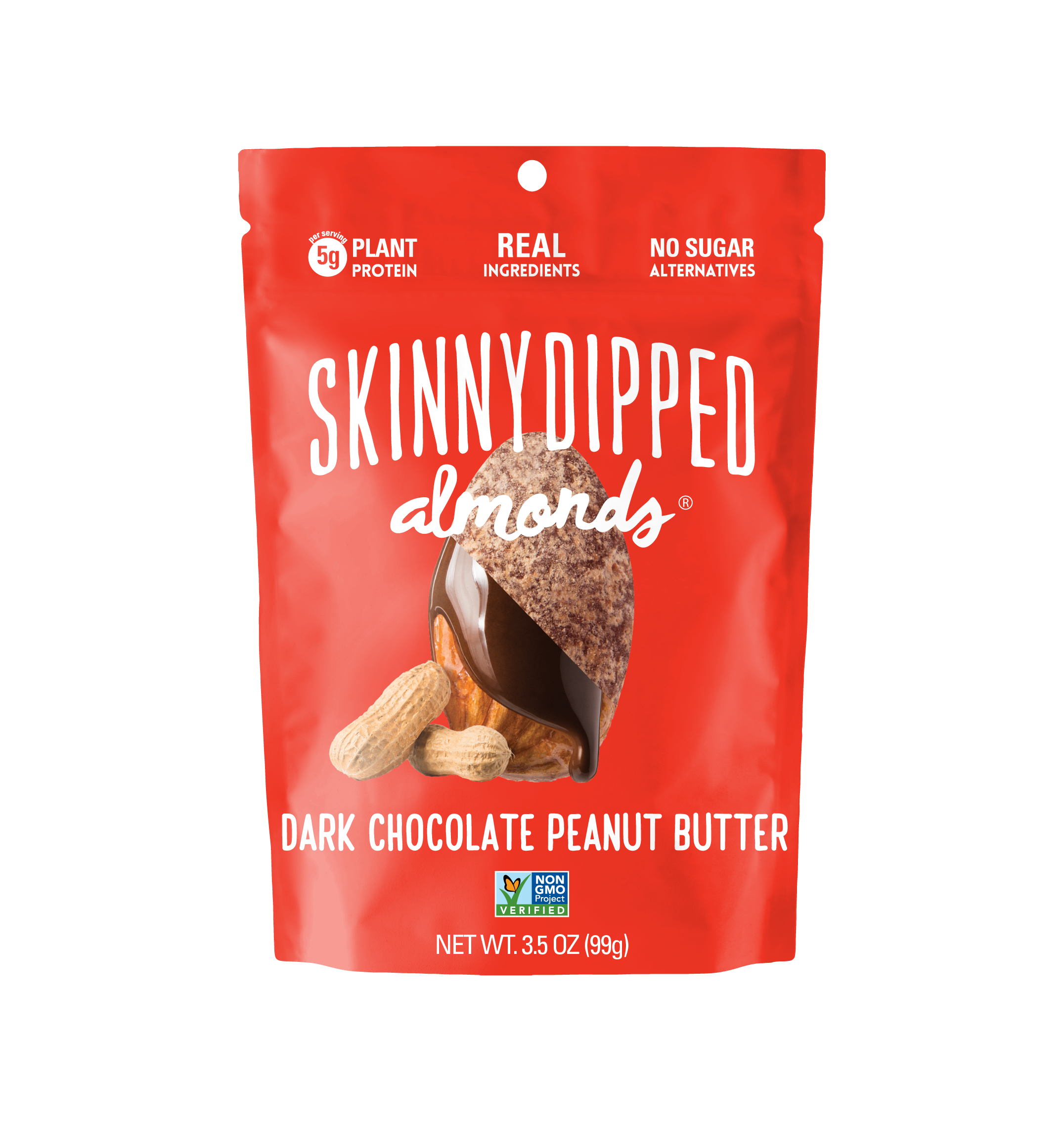 Skinny Dipped Almonds Dark Chocolate & Peanut Butter Skinny Dipped Almonds Zipper Pouch 3.5 Ounce Size - 10 Per Case.