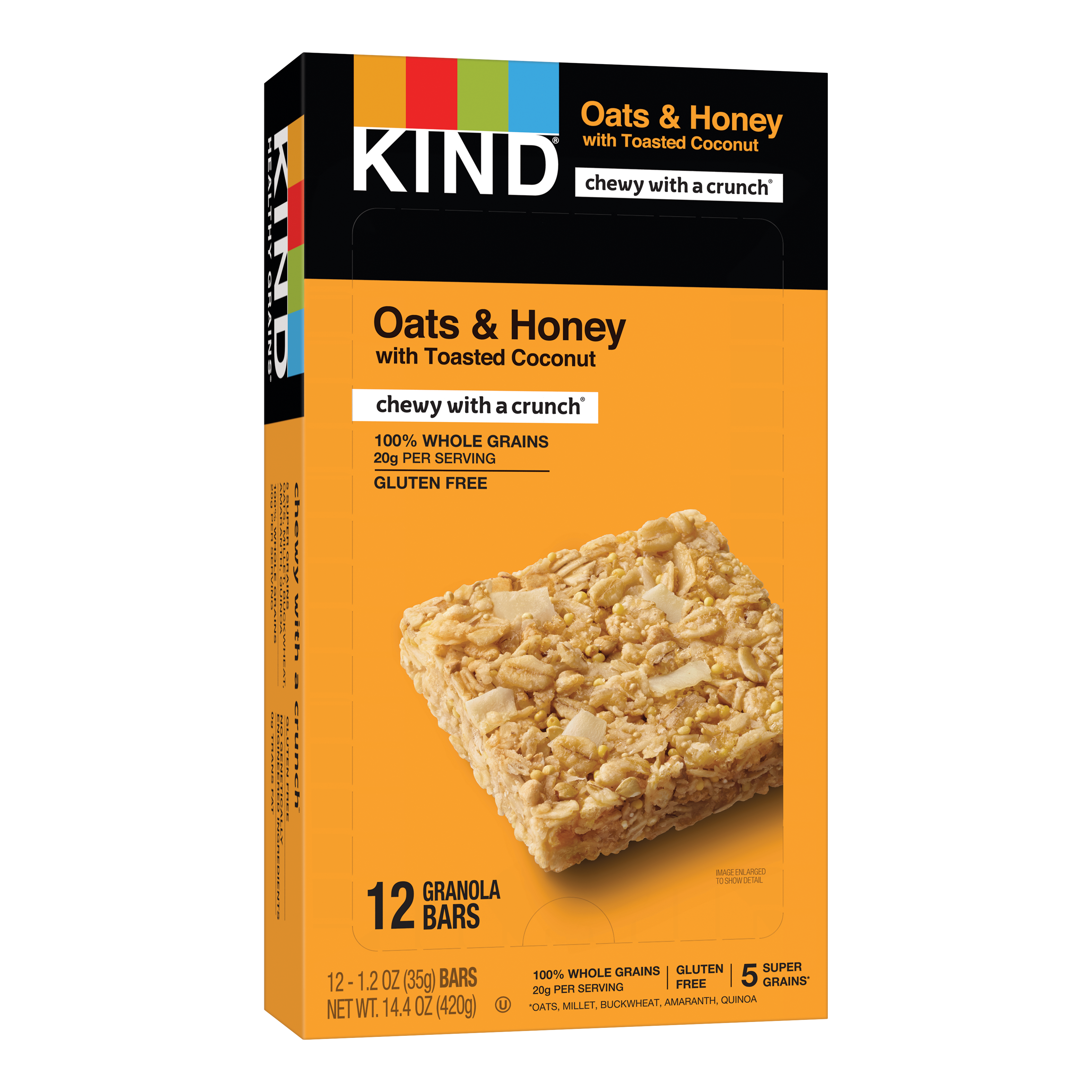 Kind Healthy Snacks Oats And Honey With Toasted Coconut Healthy Grains Bar 1.2 Ounce Size - 72 Per Case.