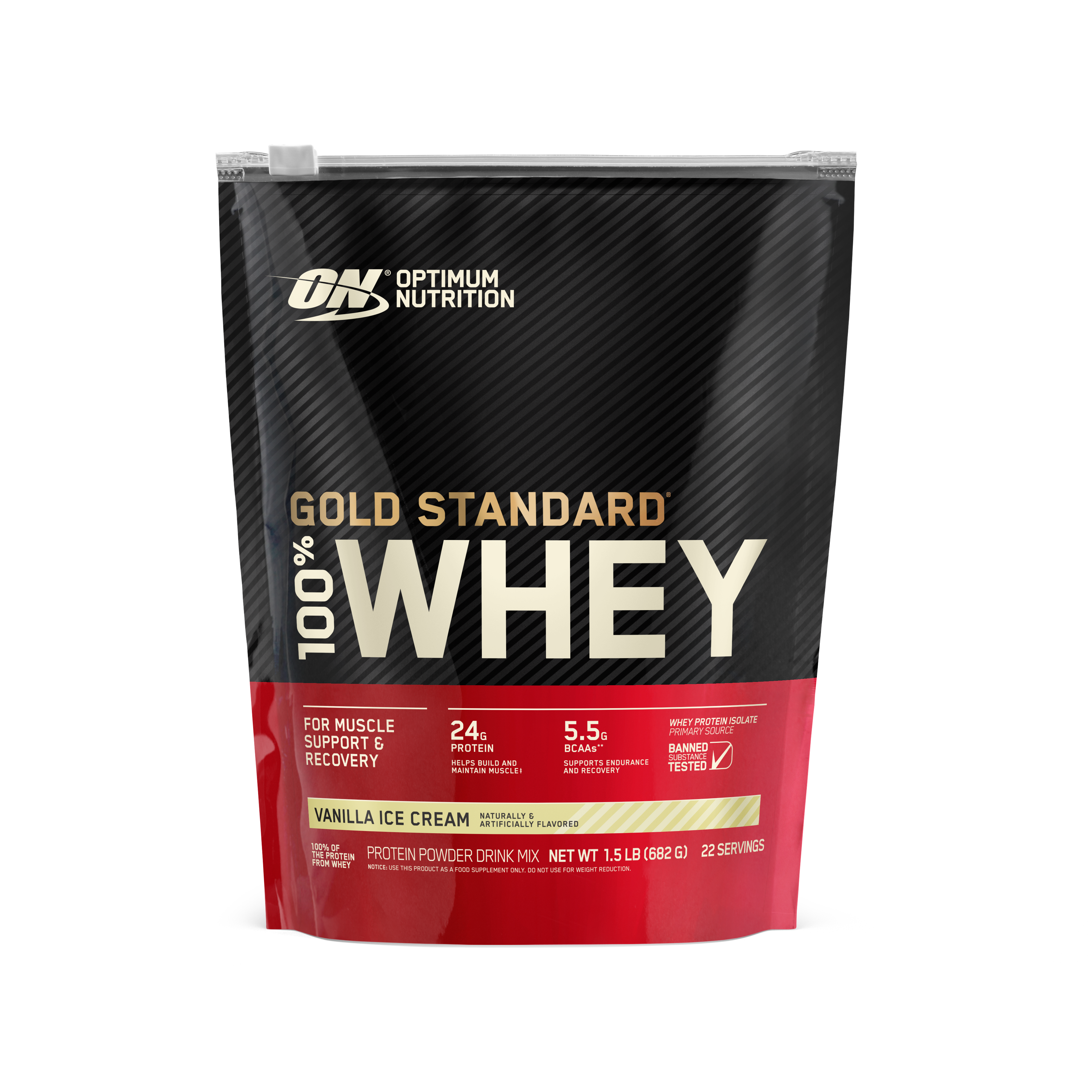 Optimum Nurition Whey Vanilla Ice Cream Ea 1 Each - 6 Per Case.