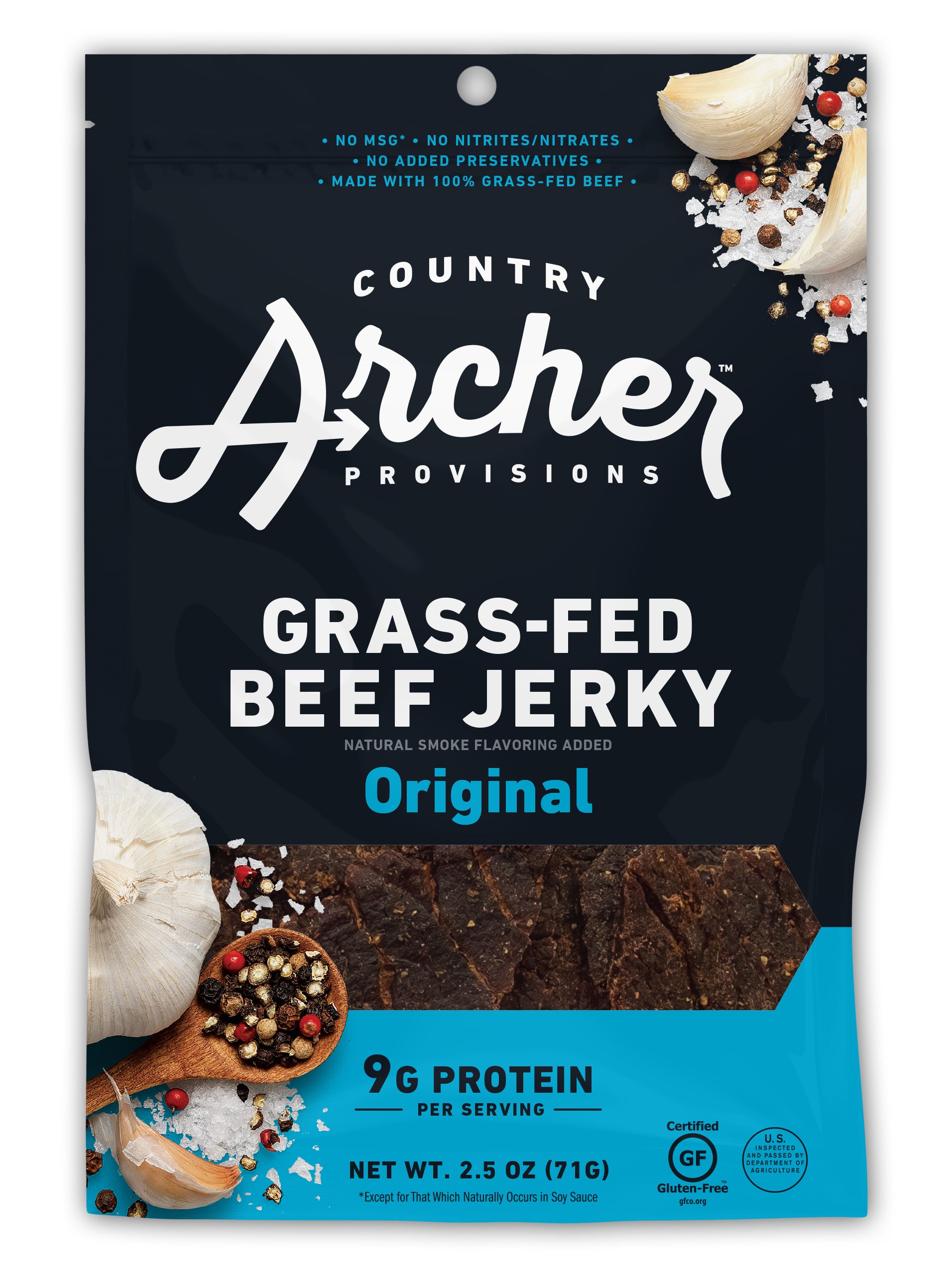 Country Archer Jerky Co Original Beef Jerky 2.5 Ounce Size - 12 Per Case.