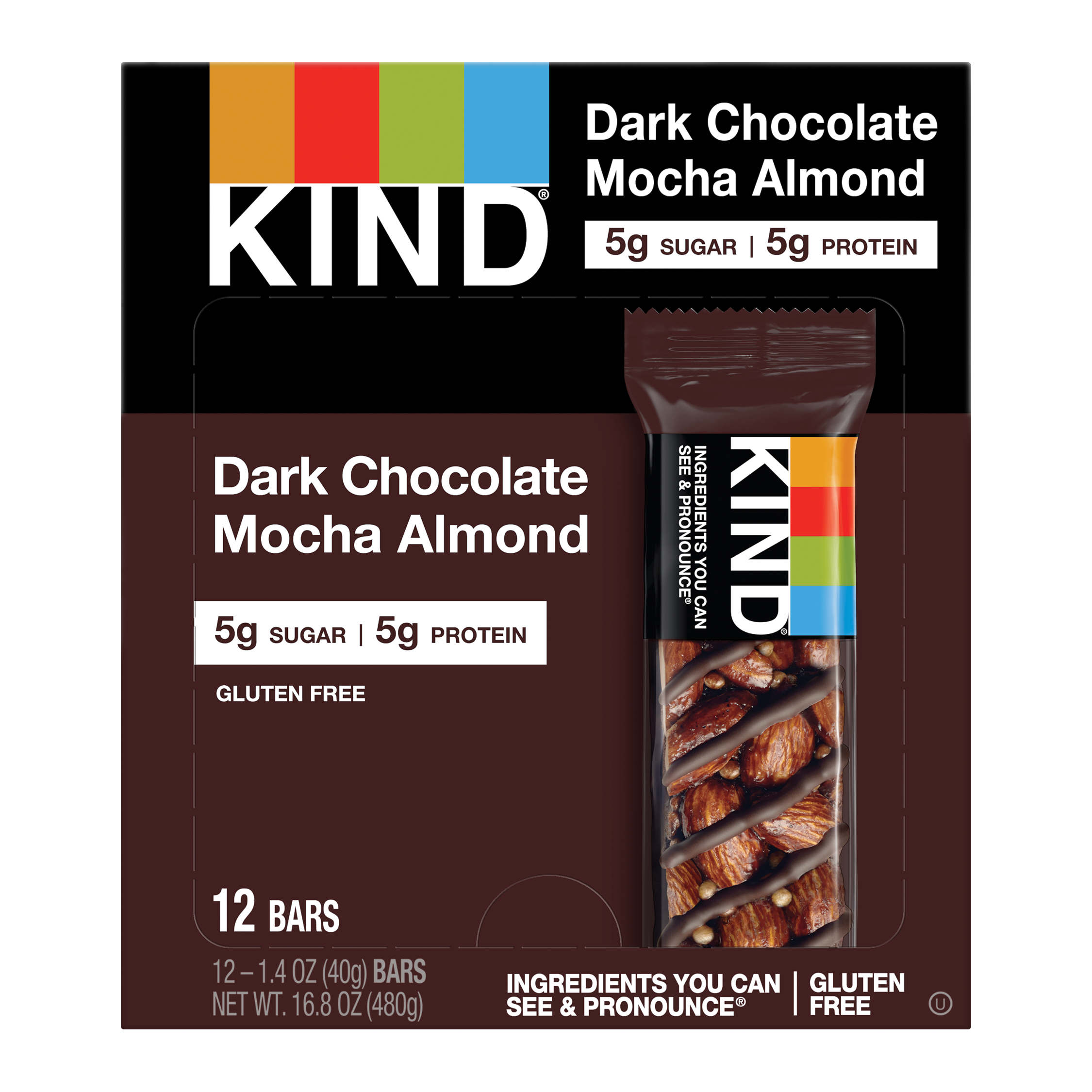 Kind Healthy Snacks Dark Chocolate Mocha Almond Bar 1.4 Ounce Size - 72 Per Case.