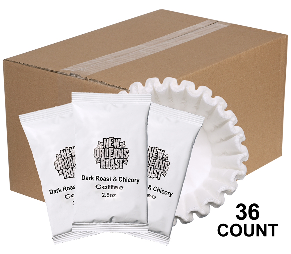 New Orleans Roast Coffee And Chicory 2.5 Ounce Size - 36 Per Case.
