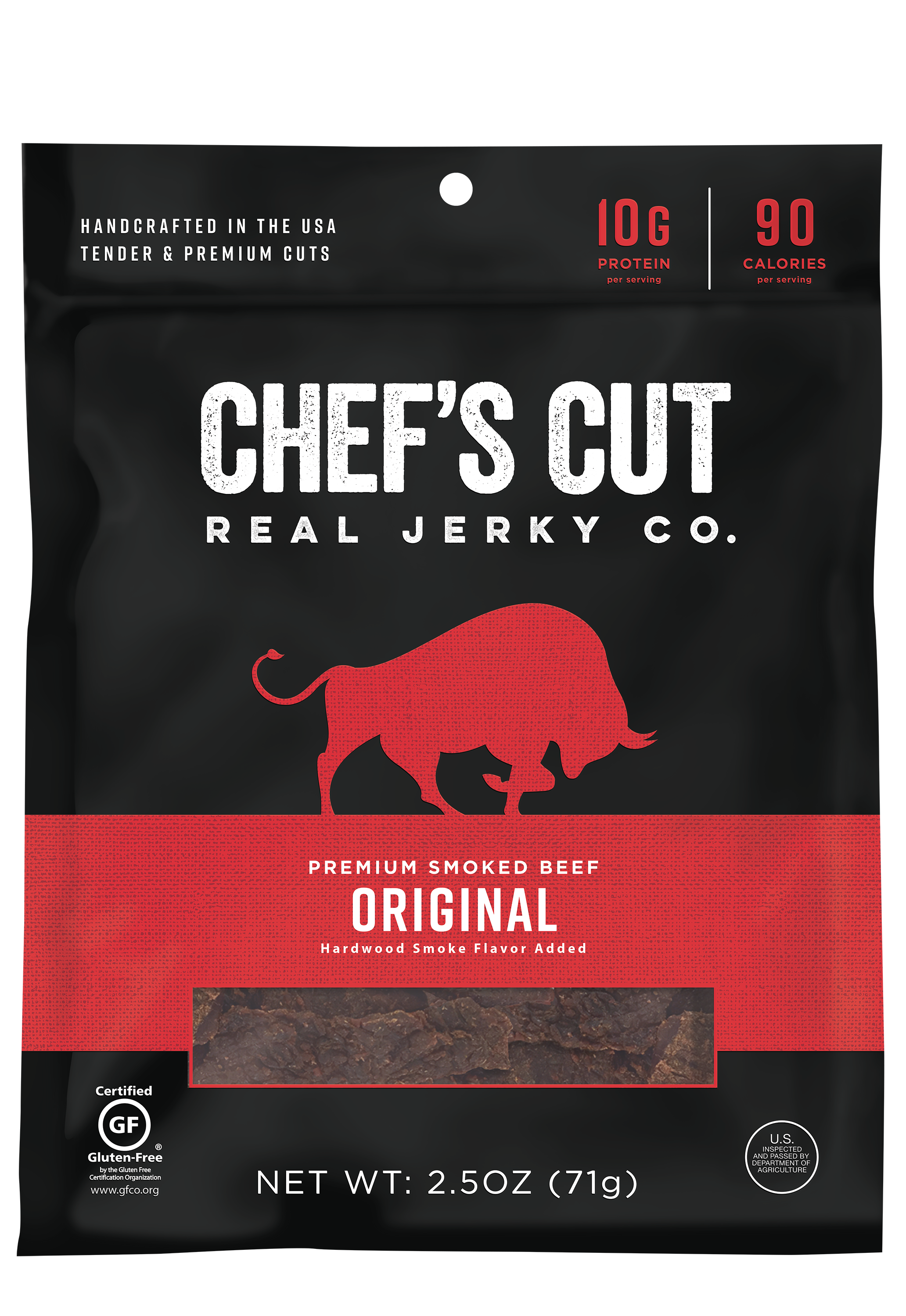 Chef's Cut Real Jerky Co Smoked Beef Original Recipe 2.5 Ounce Size - 8 Per Case.
