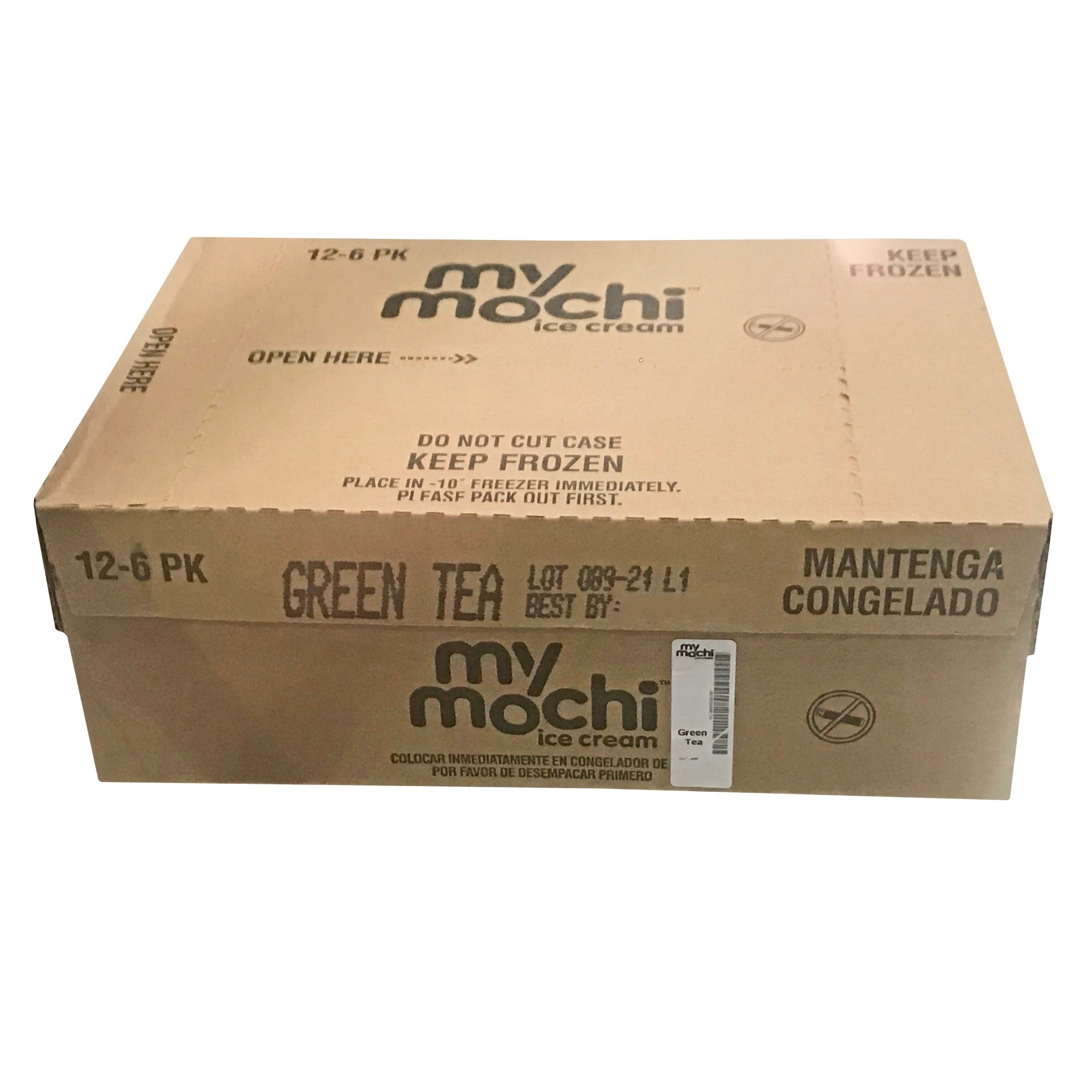 Mymochi Green Tea Mochi Ice Cream 6 Count Packs - 12 Per Case.