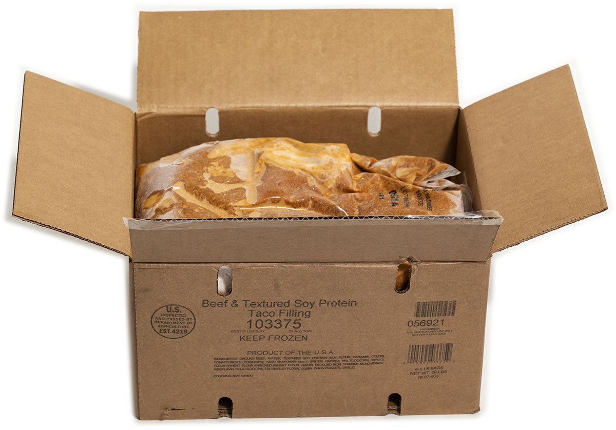 Taste Traditions Beef And Textured Soy Protein Taco Filling 5 Pound Each - 4 Per Case.