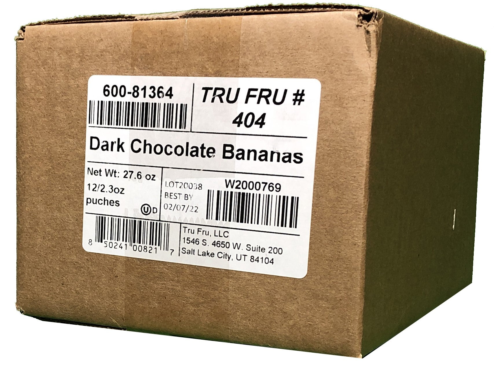 Tru Fru Hyper Dried Grab & Go Hyper Dried Real Banana In Dark Chocolate 2.3 Ounce Size - 12 Per Case.