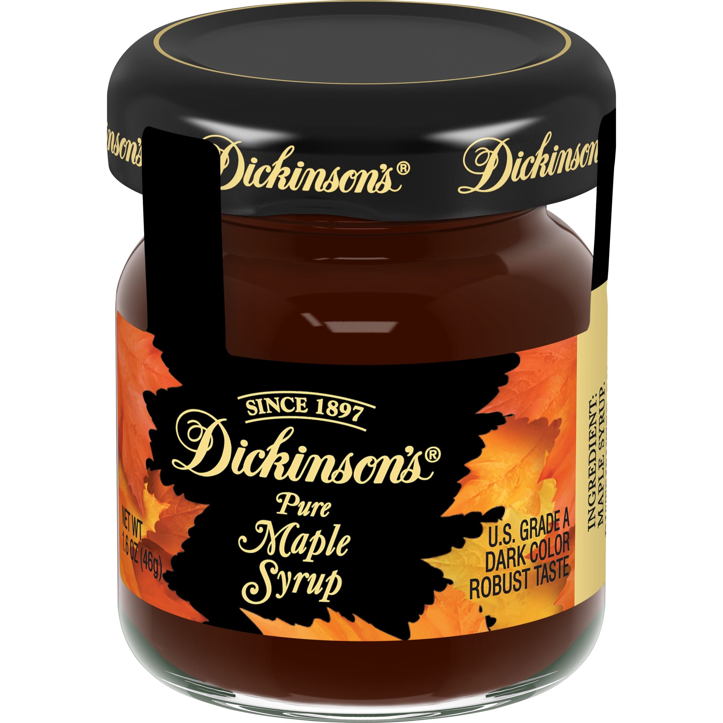 Dickinson Maple Syrup Glass 1.6 Ounce Size - 7.2 Pound Per Case.