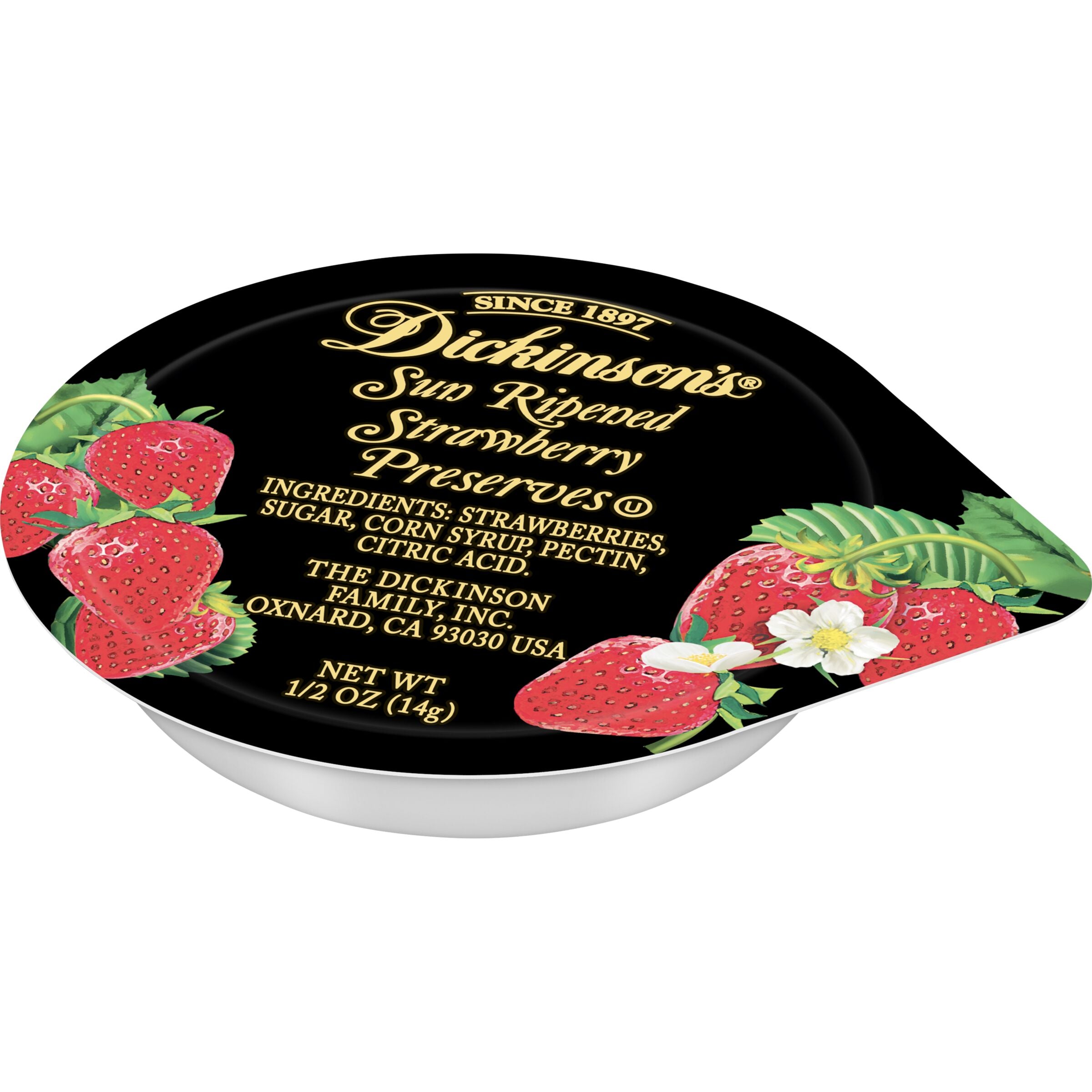 Dickinson Strawberry Preserves Plastic Portion Control 0.5 Ounce Size - 6.25 Pound Per Case.