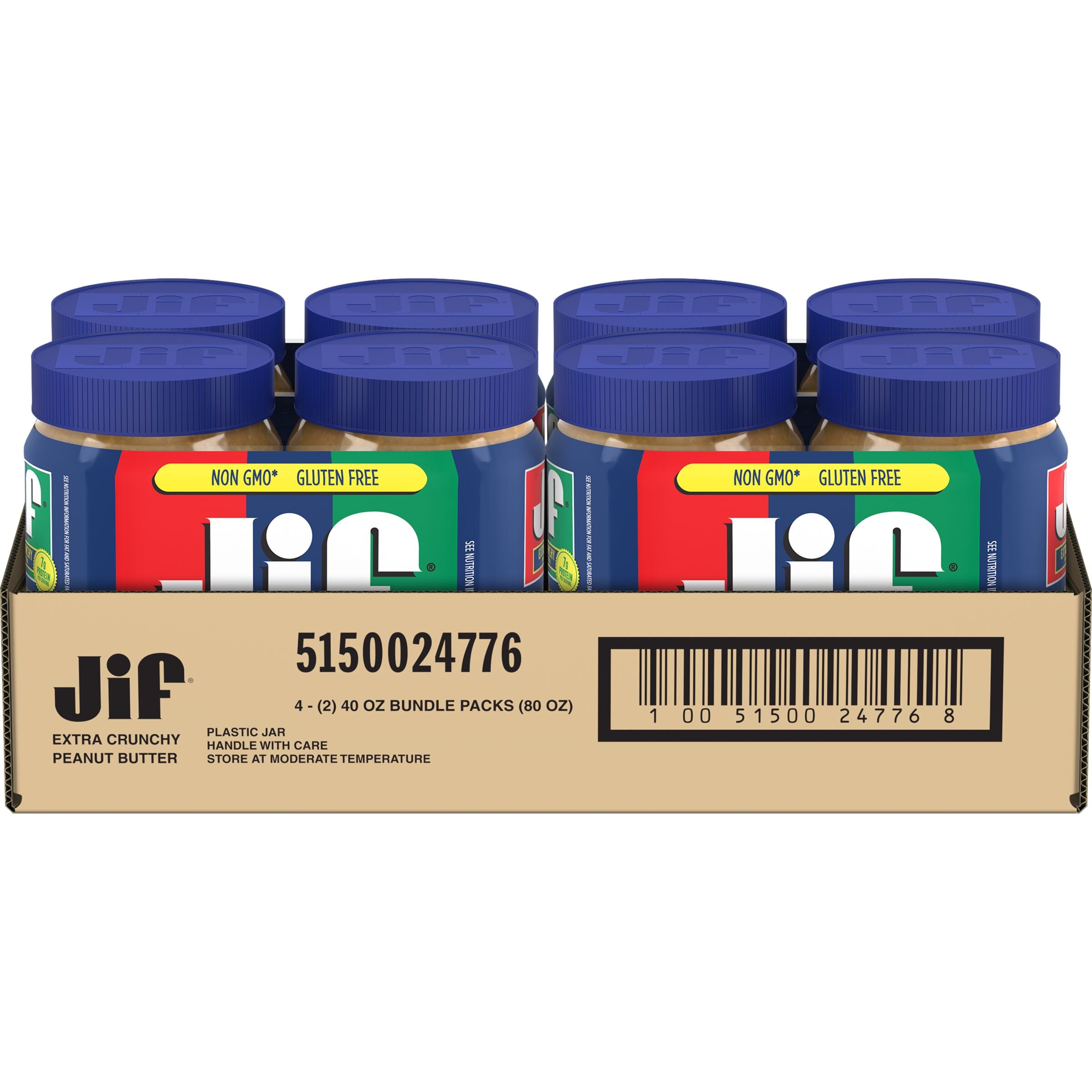 Jif Crunchy Peanut Butter Twin Pack 40 Ounce Size - 8 Per Case.