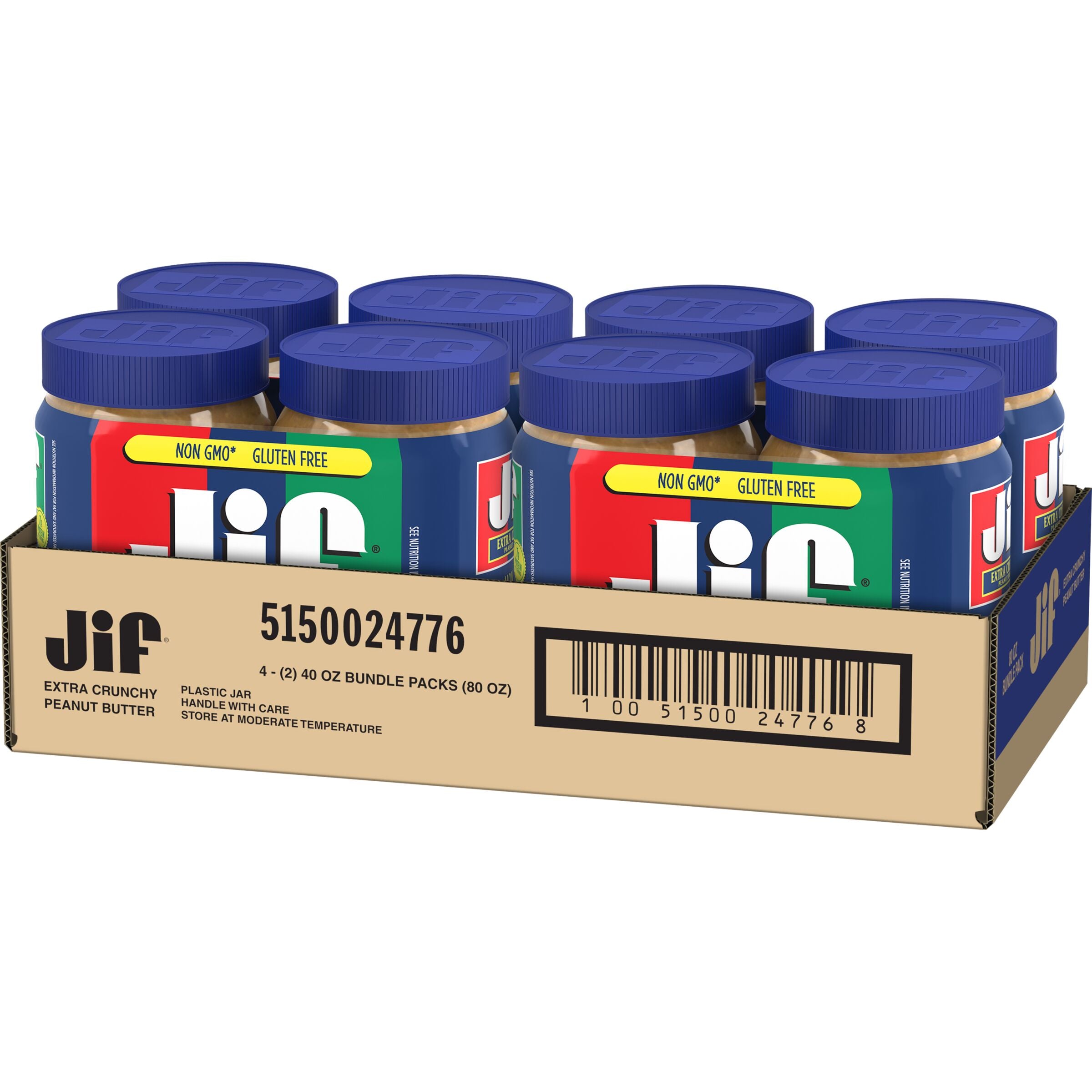 Jif Crunchy Peanut Butter Twin Pack 40 Ounce Size - 8 Per Case.