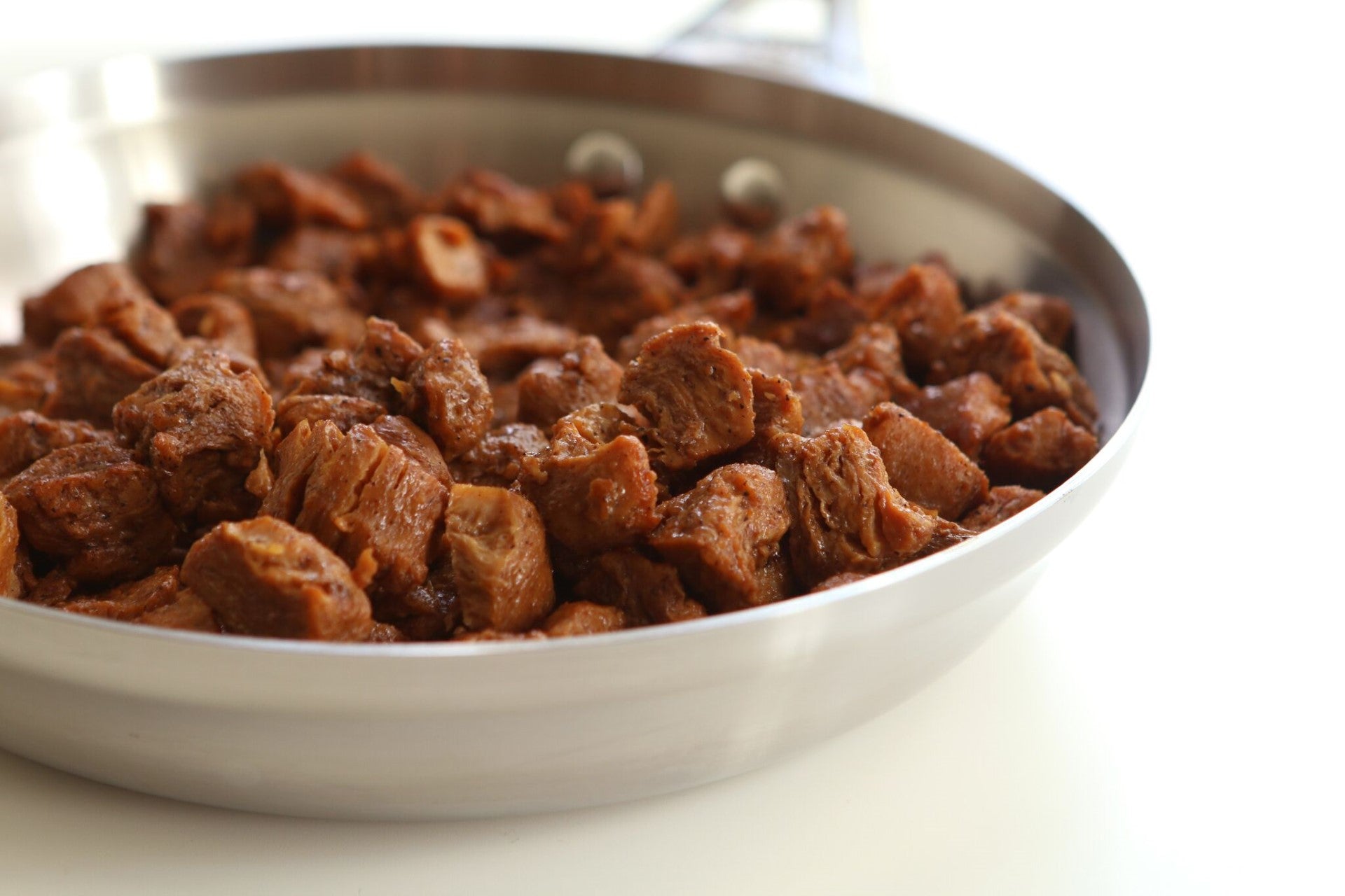 Uncut Plant Based Beef Tips Cooked 2.5 Pound Each - 4 Per Case.