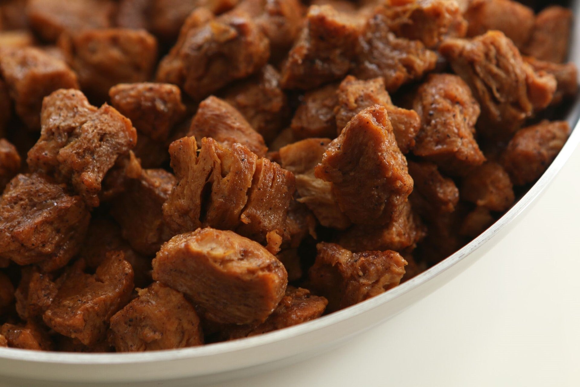 Uncut Plant Based Beef Tips Cooked 2.5 Pound Each - 4 Per Case.