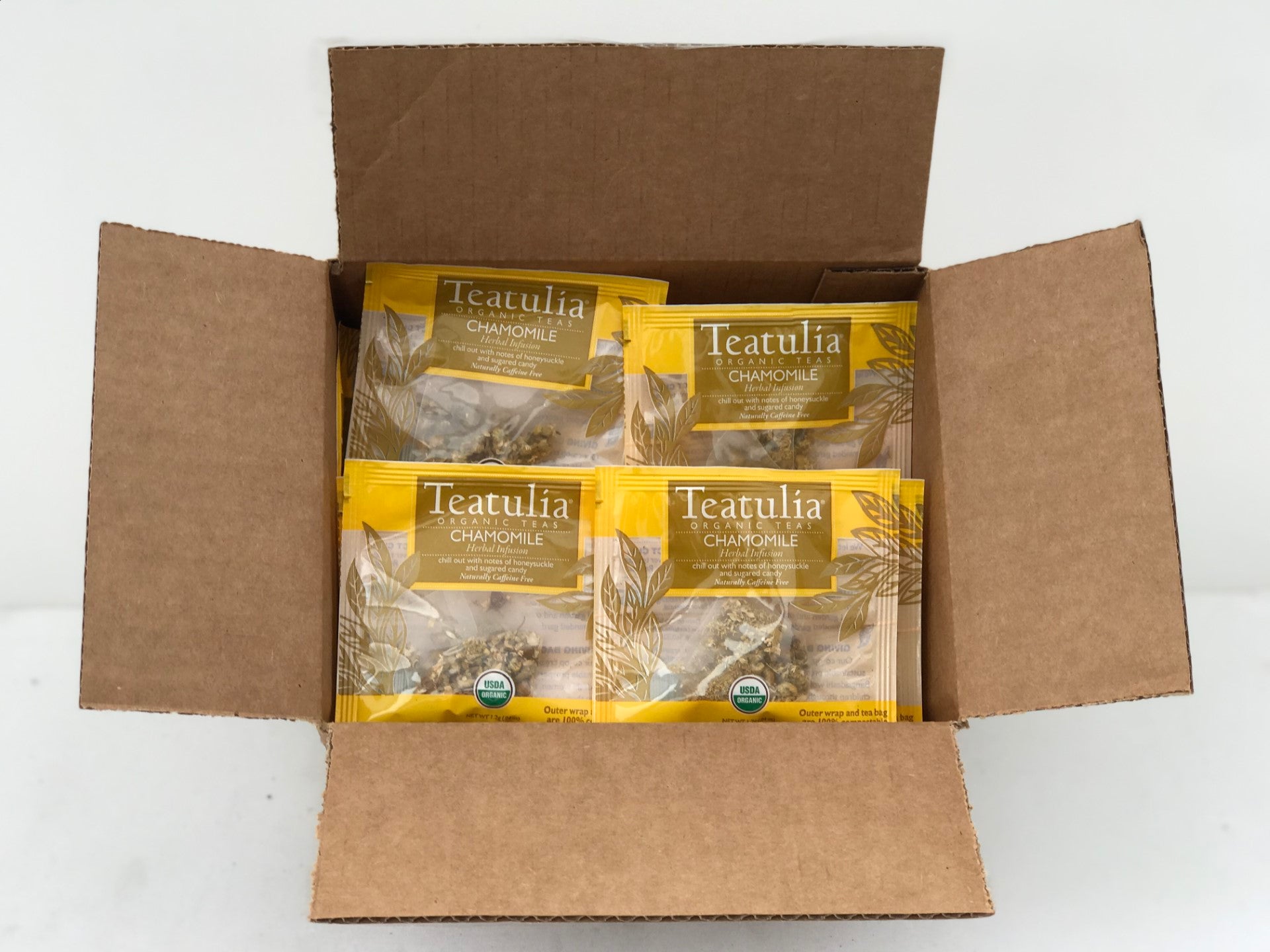Teatulia Organic Teas Chamomile Wrapped Premium Tea 50 Count Packs - 1 Per Case.
