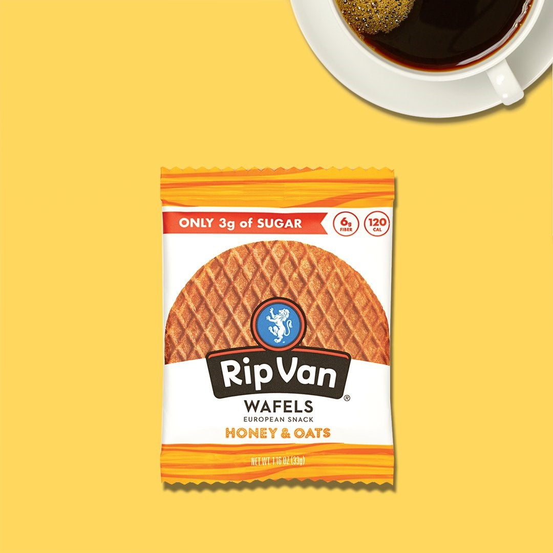 Rip Van Wafels Low Sugar Honey And Oat Singles 1.16 Ounce Size - 48 Per Case.