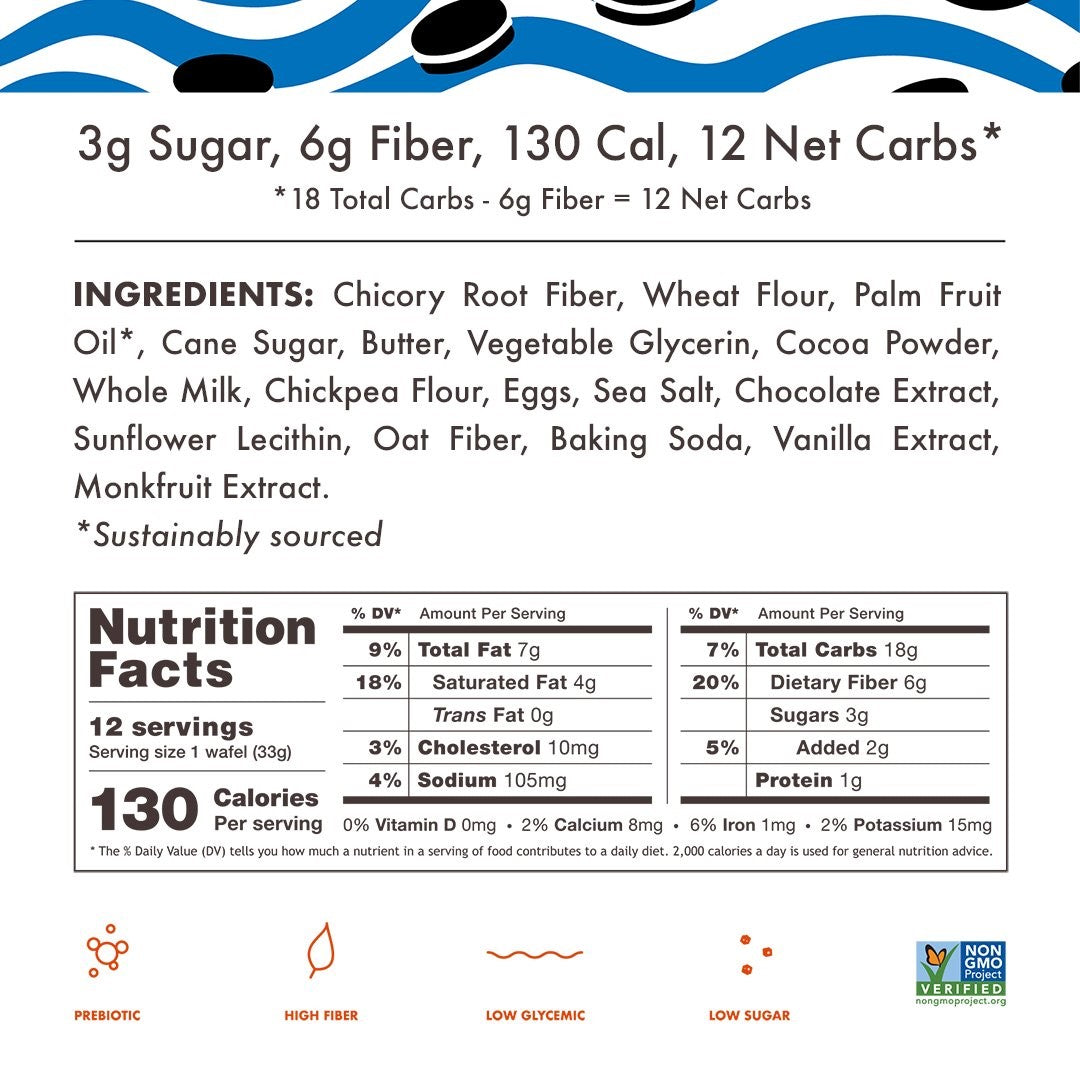 Rip Van Wafels Low Sugar Cookies & Creme 1.16 Ounce Size - 48 Per Case.