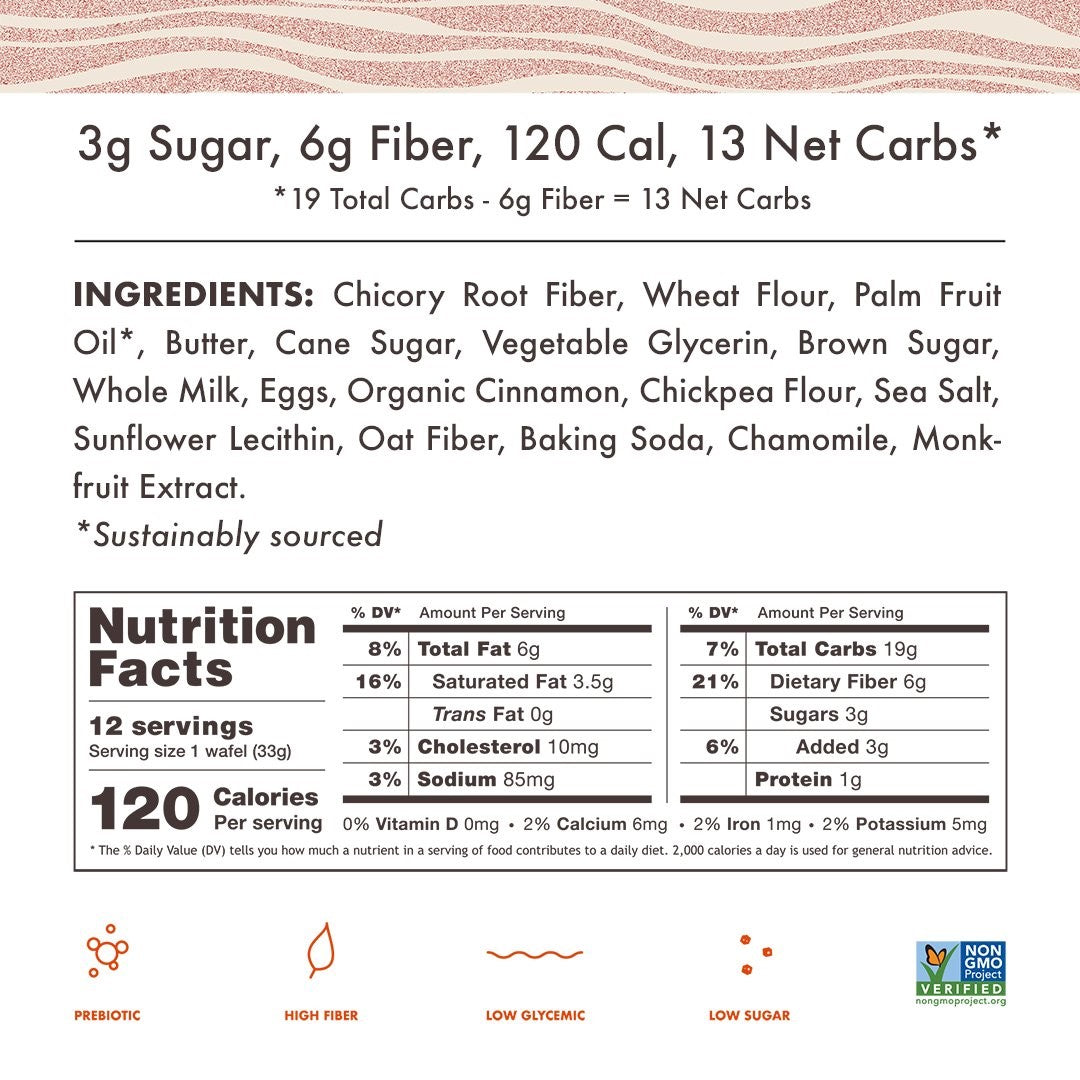 Rip Van Wafels Low Sugar Snickerdoodle Singles 1.16 Ounce Size - 48 Per Case.