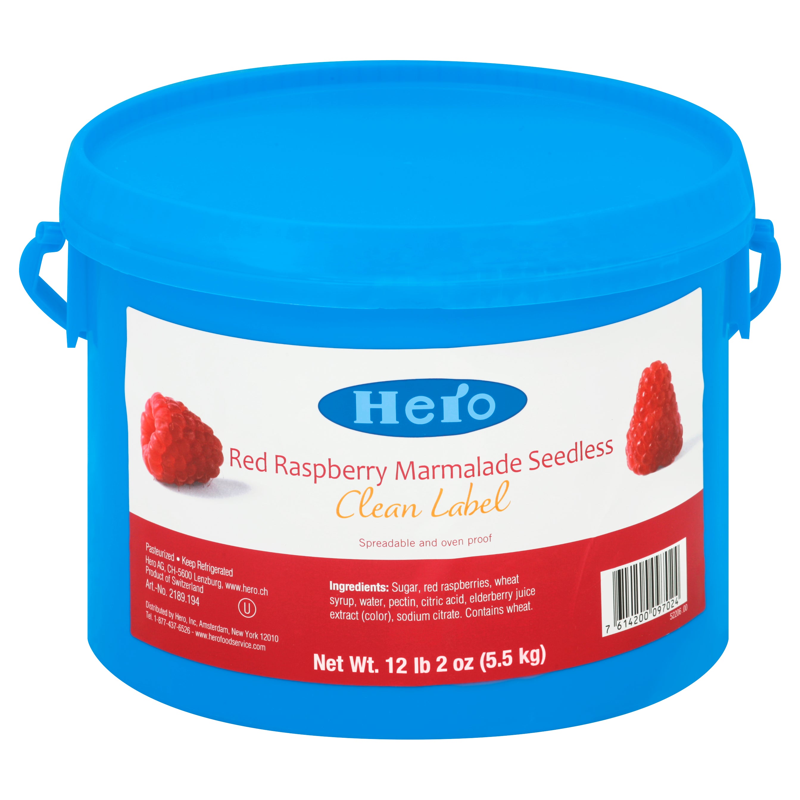 Hero Baking Jam Raspberry Seedless Clean 12.12 Pound Each - 1 Per Case.