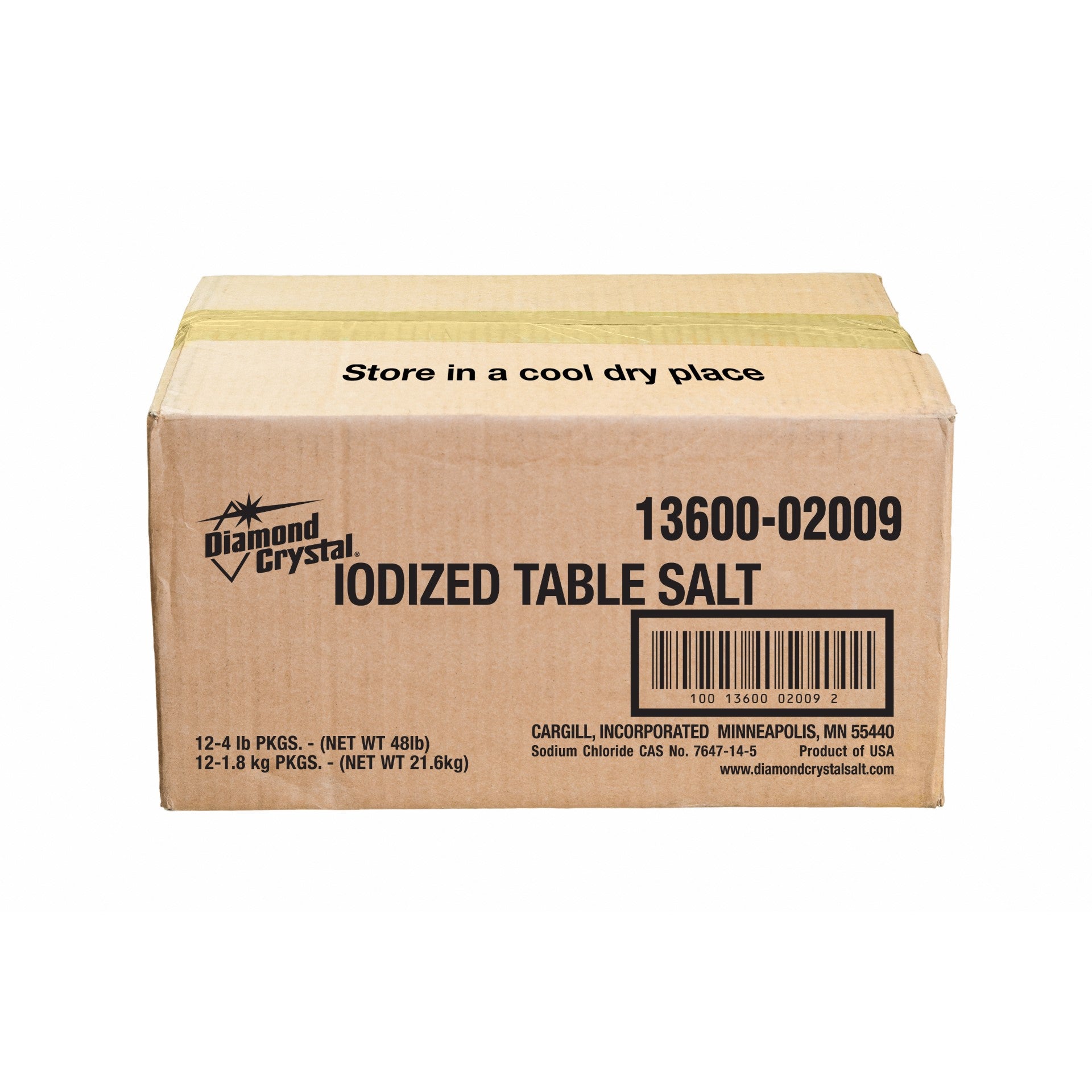 Diamond Crystal Table Salt Iodized 4 Pound Each - 9 Per Case.