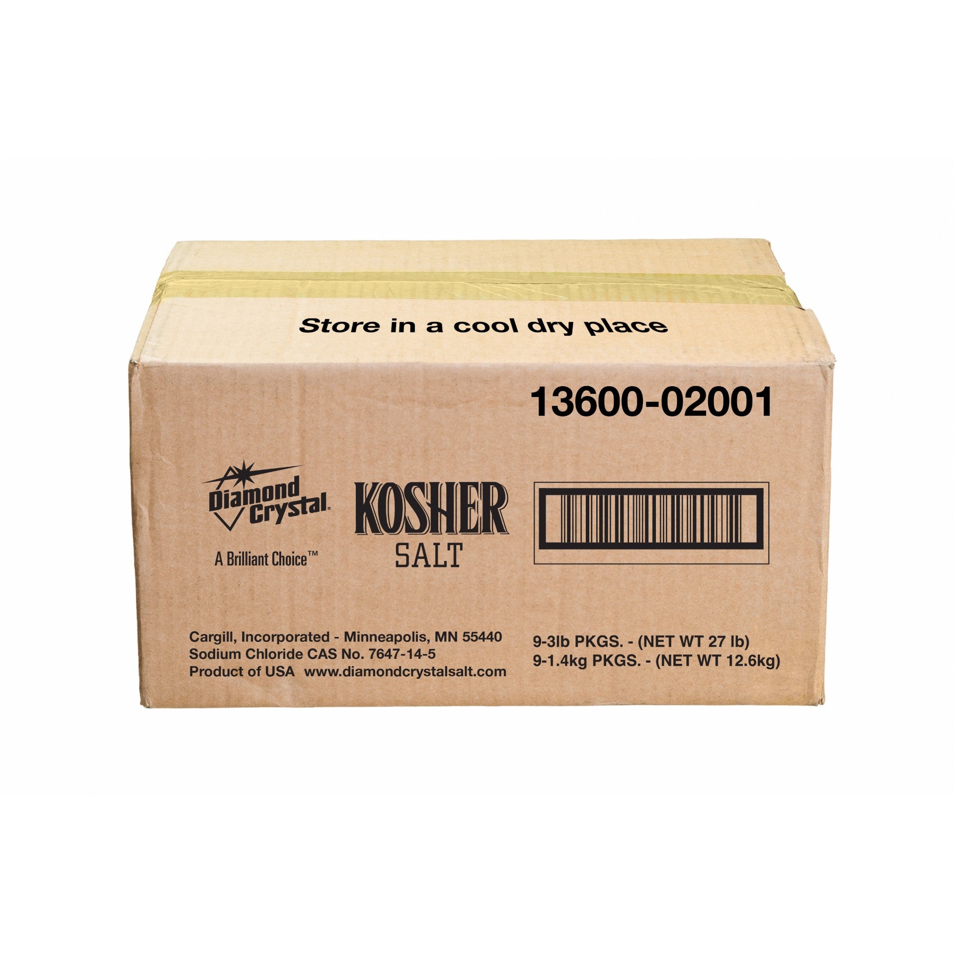 Diamond Crystal Kosher Salt Box 3 Pound Each - 9 Per Case.
