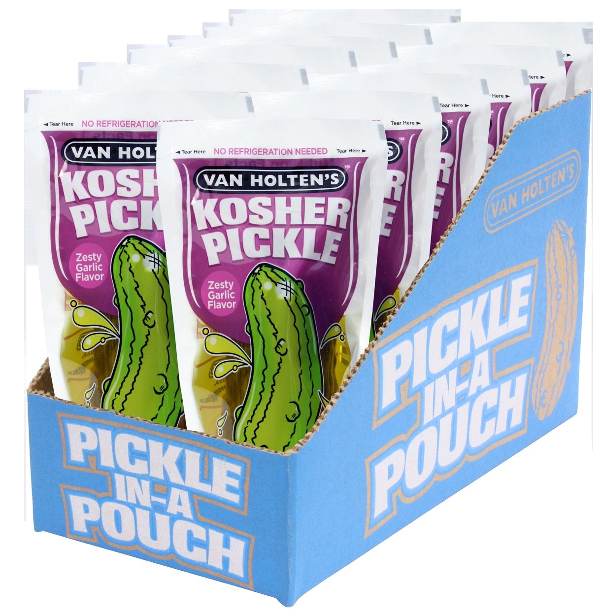 Van Holten's Large Garlic Pickle Individually Packed In A Pouch 1 Each - 12 Per Case.