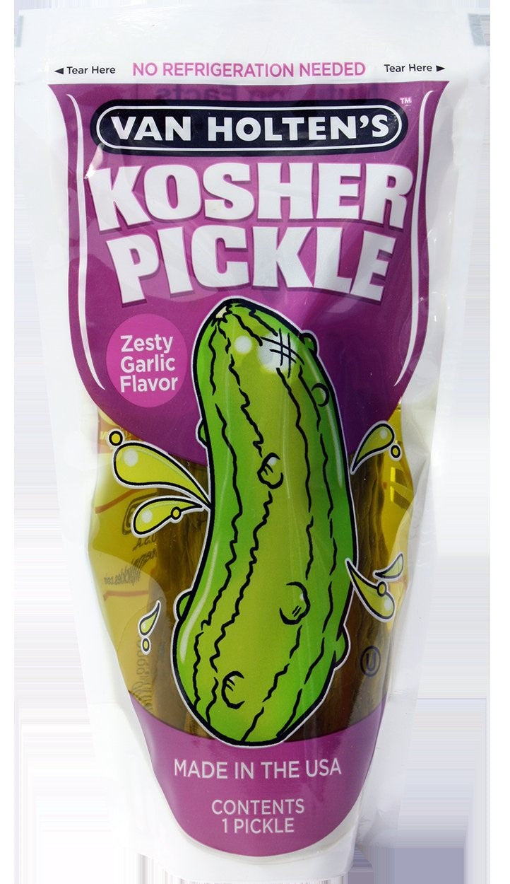 Van Holten's Large Garlic Pickle Individually Packed In A Pouch 1 Each - 12 Per Case.