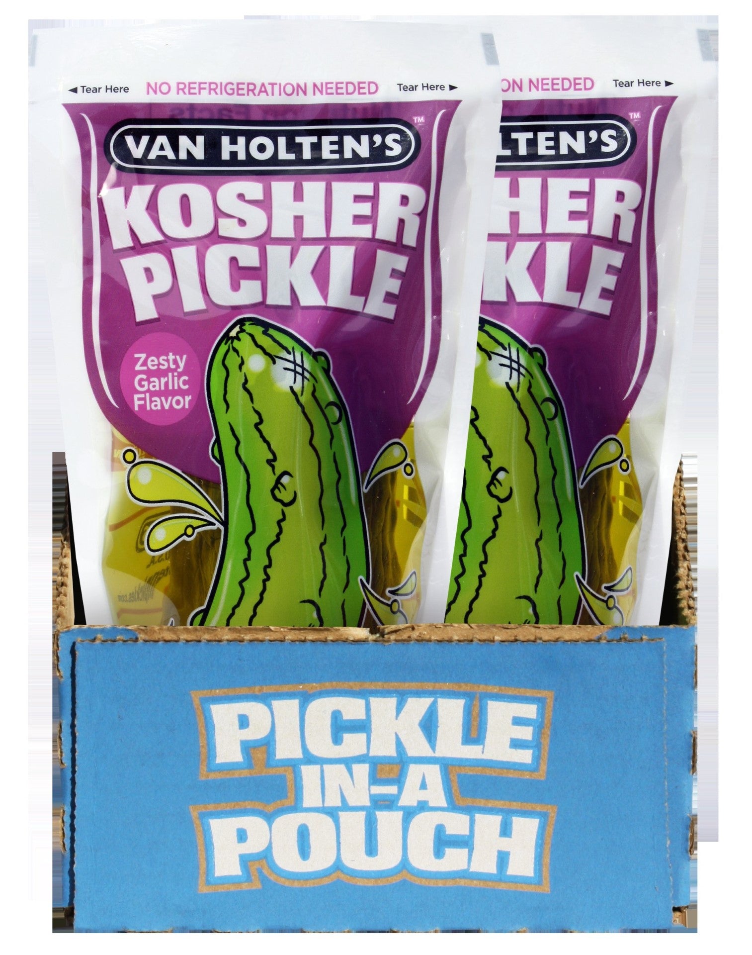 Van Holten's Jumbo Garlic Pickle Individually Packed In A Pouch 1 Each - 12 Per Case.