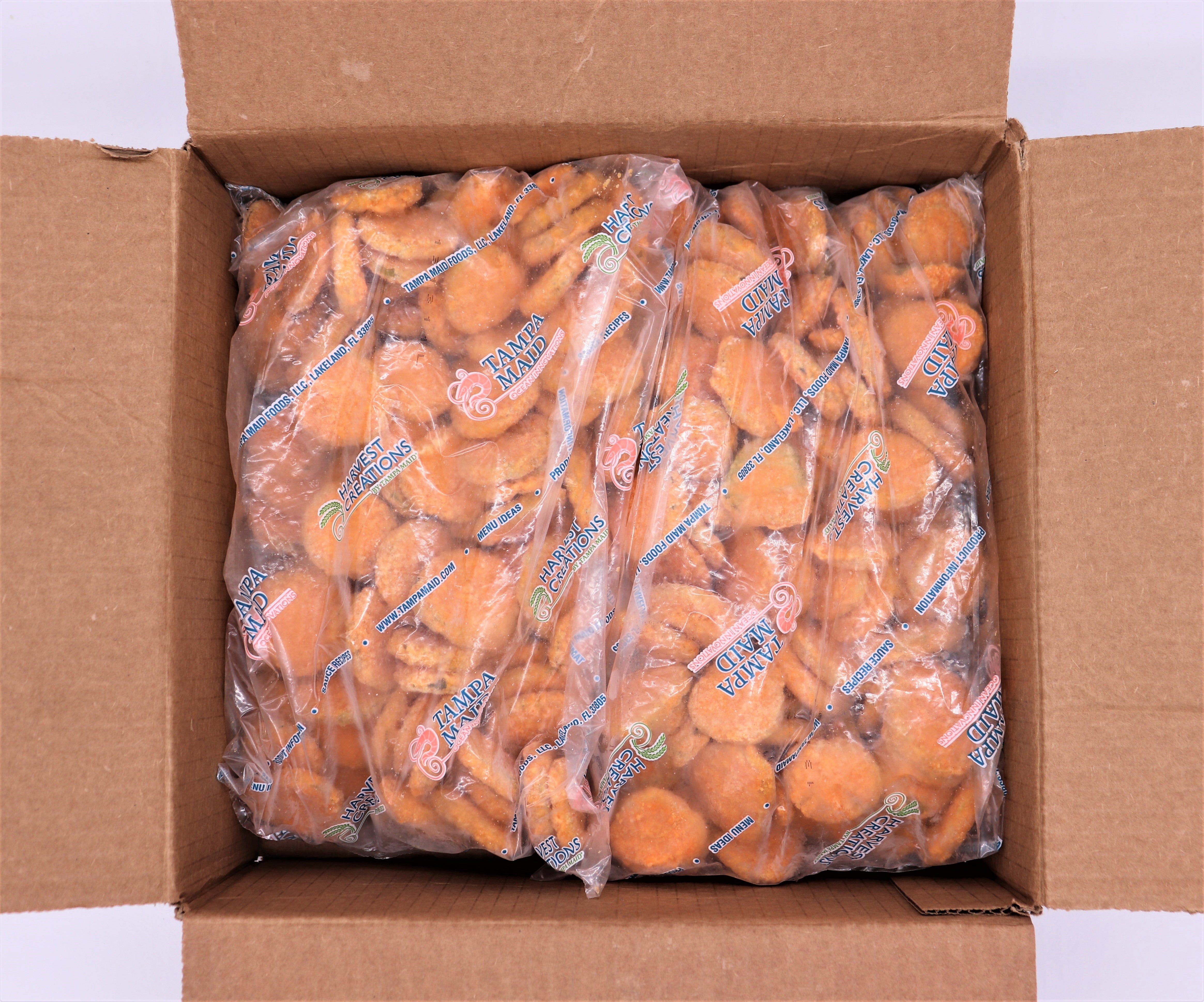 Harvest Creations Breaded Pickle Chips Spiced With Tabasco® Sauce 2.5 Pound Each - 4 Per Case.