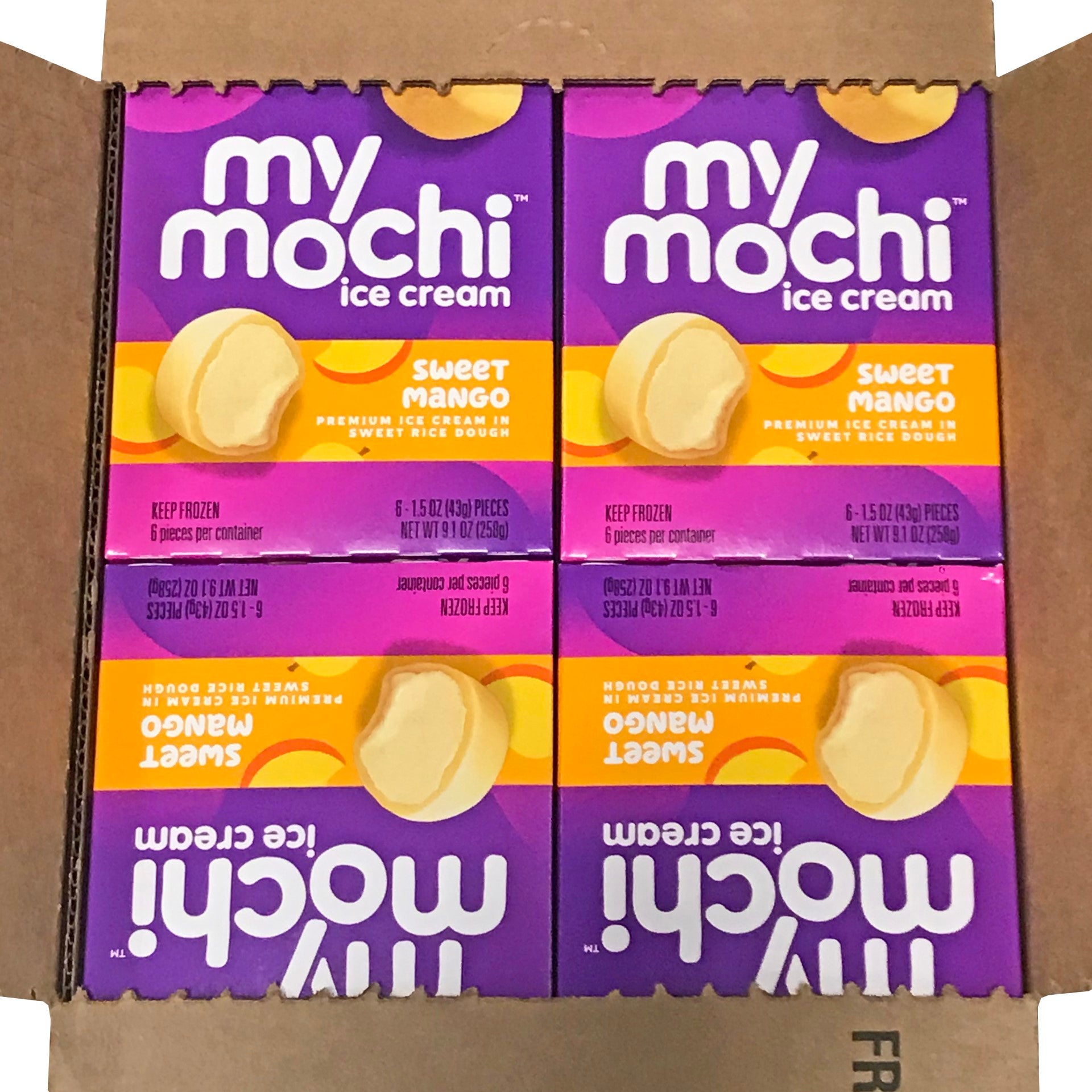 Mymochi Mango Mochi Ice Cream 6 Count Packs - 12 Per Case.