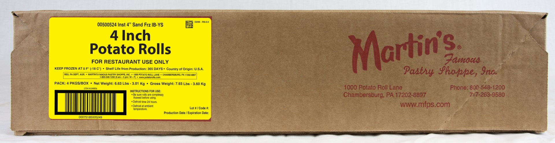 Martins 4" Potato Sandwich 12 Each - 4 Per Case.