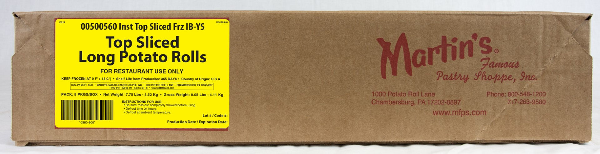 Martins Top Sliced Frozen 8 Each - 8 Per Case.
