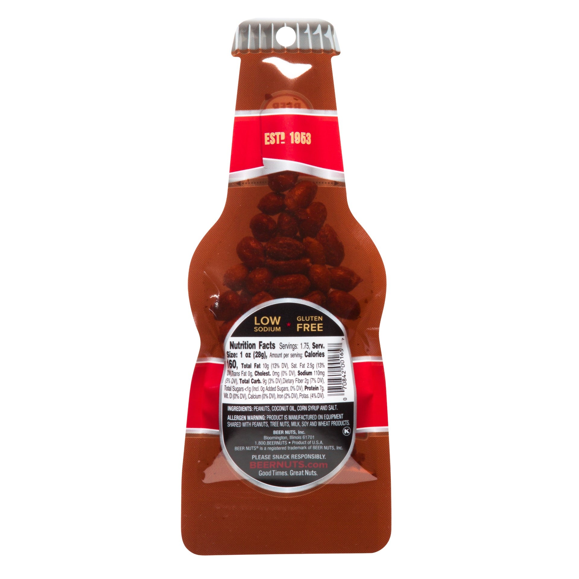 Beer Nuts Original Peanut Beer Bottle Bag 1.75 Ounce Size - 48 Per Case.