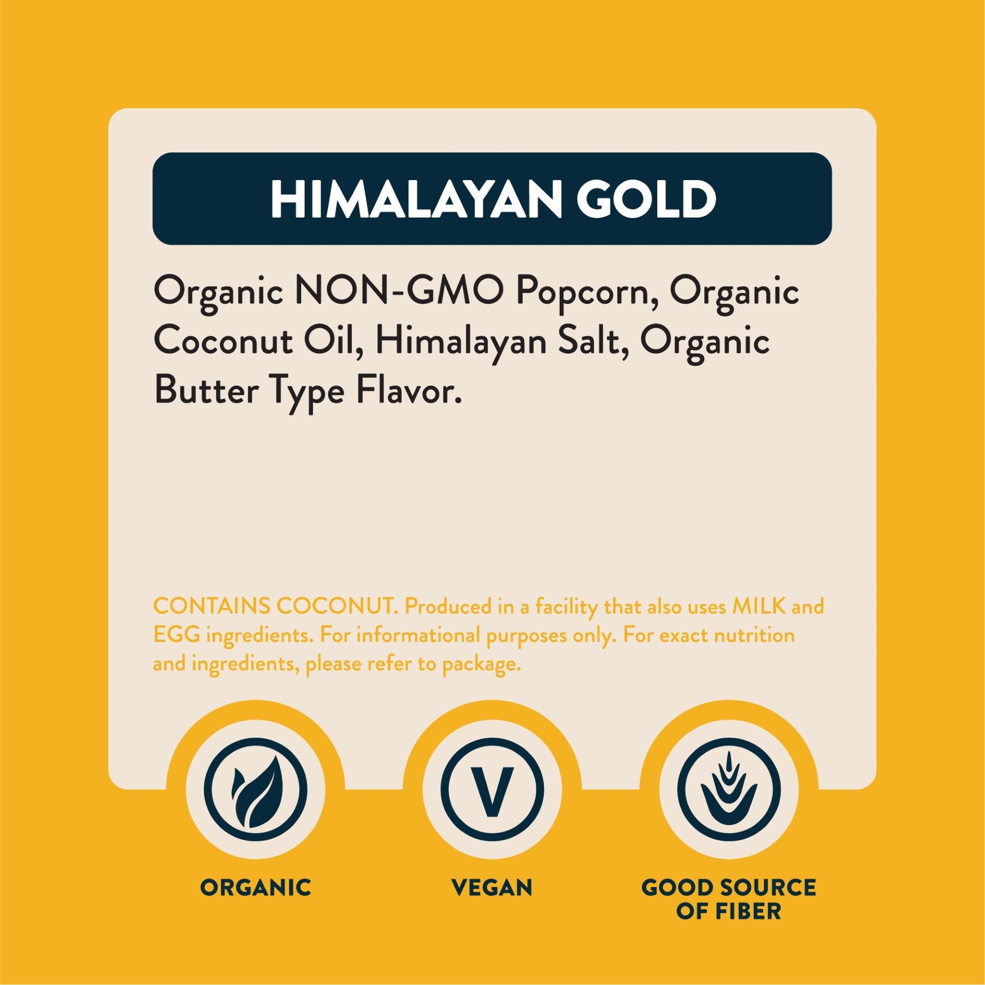 Lesserevil Organic Popcorn Himalayan Gold 0.88 Ounce Size - 12 Per Case.