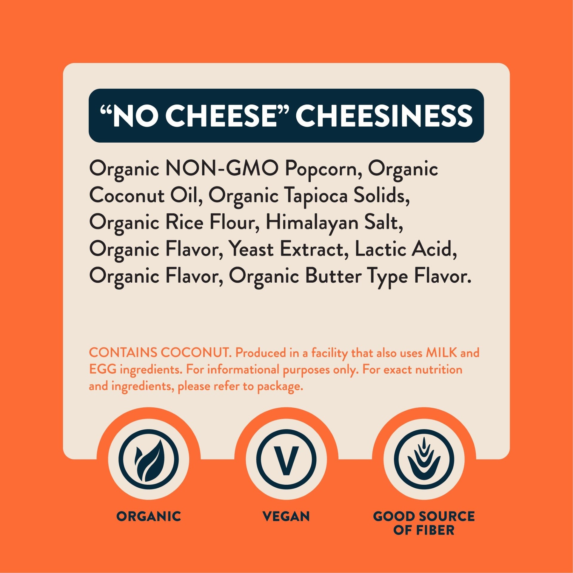 Lesserevil Organic Popcorn No Cheese 0.88 Ounce Size - 18 Per Case.