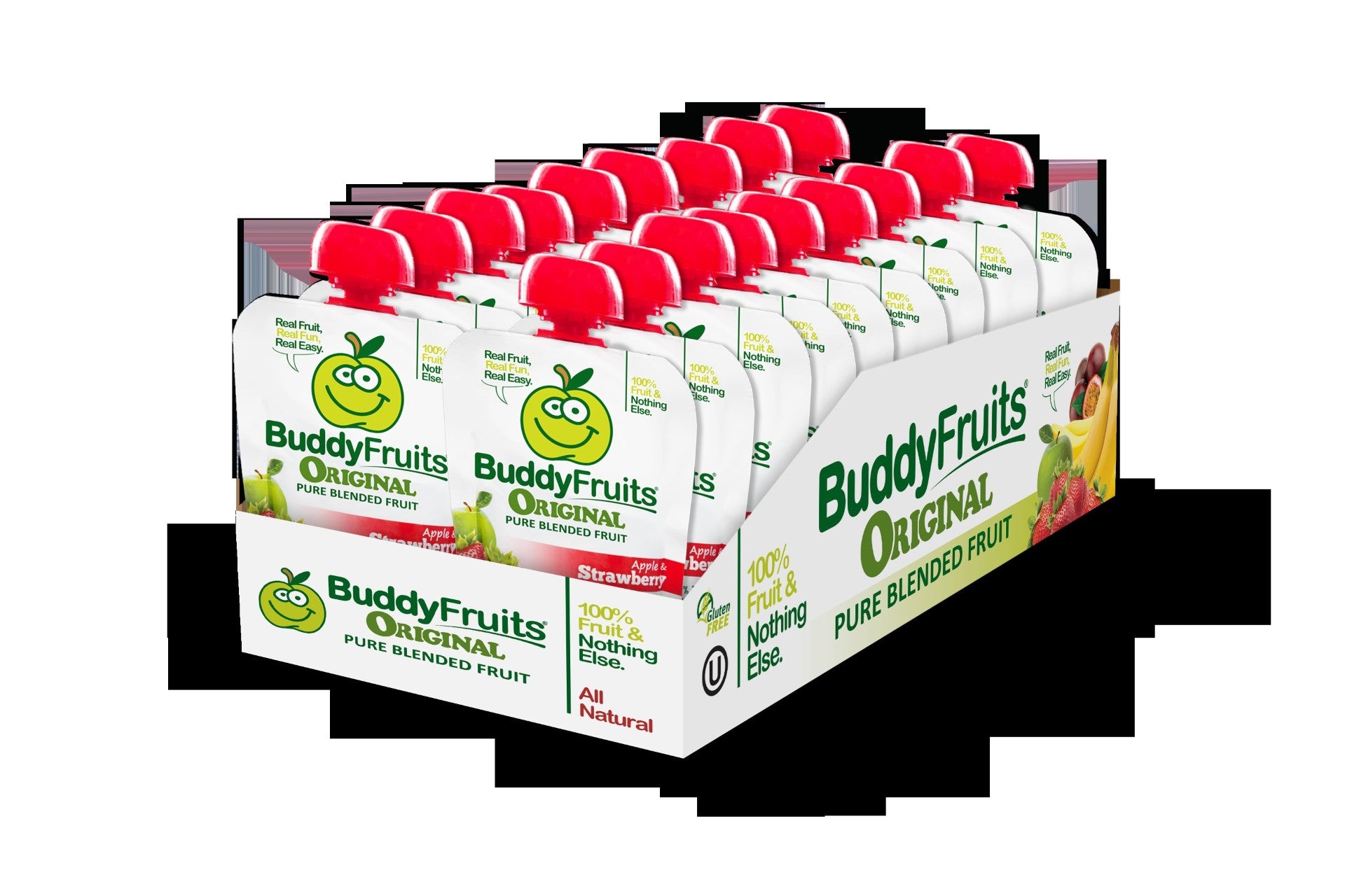 Buddy Fruits Originals Strawberry 3.2 Ounce Size - 18 Per Case.