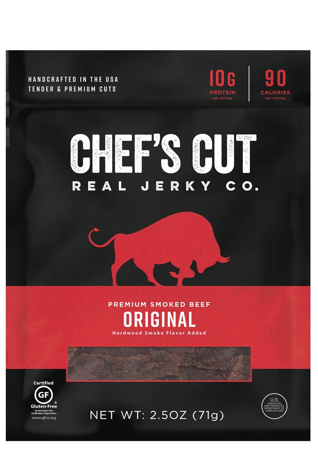 Chef's Cut Real Jerky Co Smoked Beef Original Recipe 2.5 Ounce Size - 8 Per Case.
