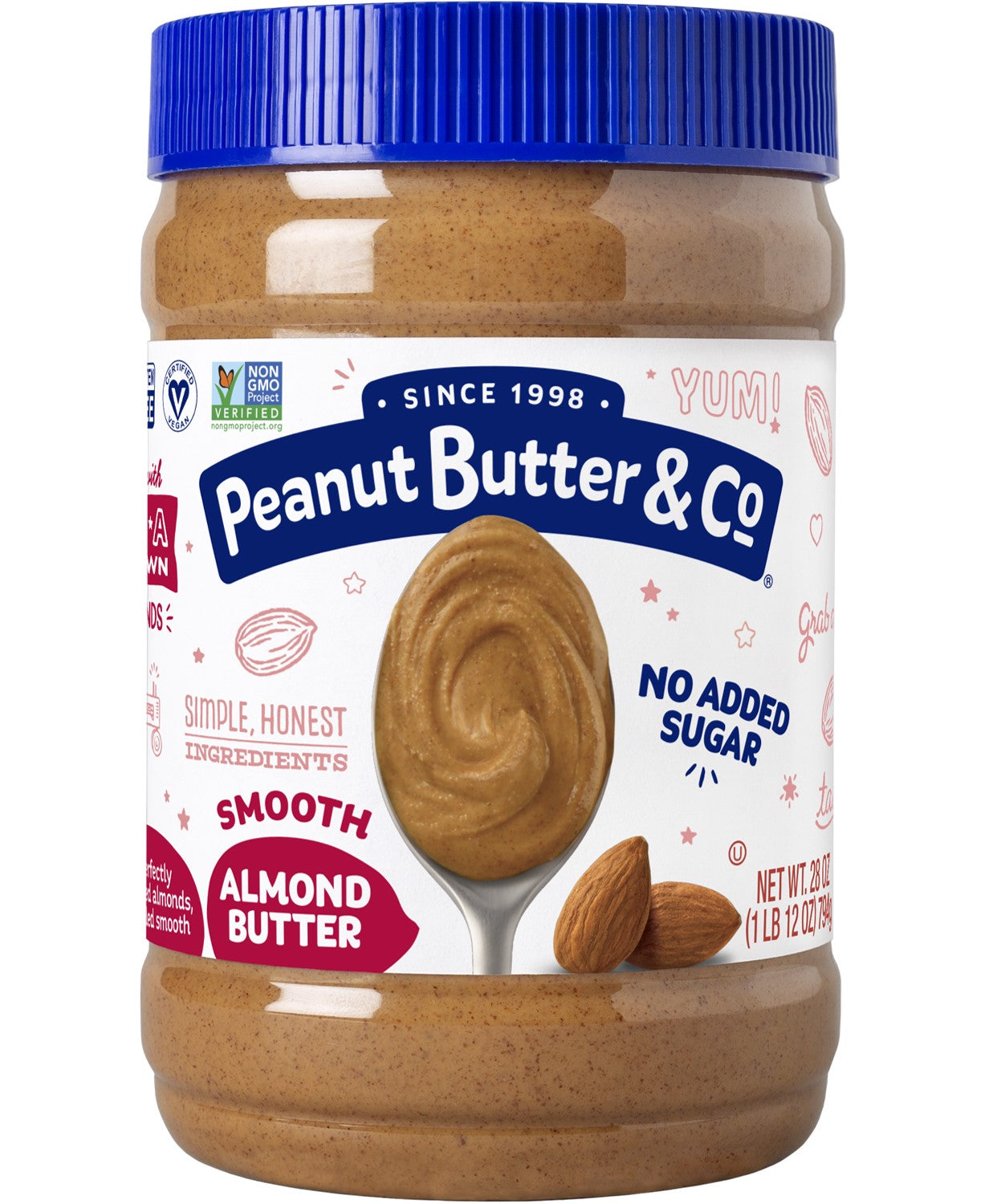 Almond Butter All Natural Stabilized Almond Butter Vegan Vegetarian Kosher 28 Ounce Size - 6 Per Case.
