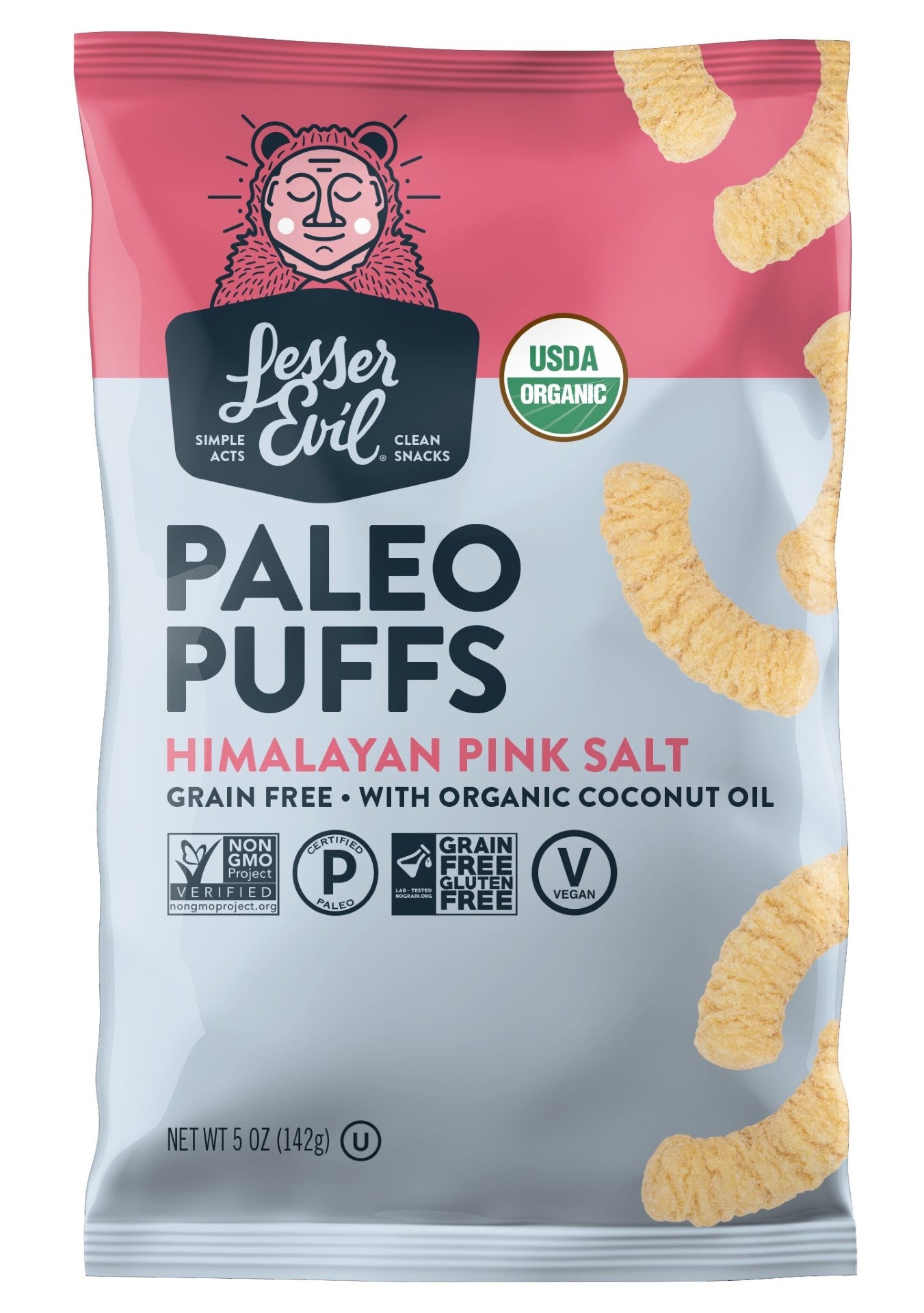 Lesserevil Paleo Puff Himalayan Pink Salt 5 Ounce Size - 9 Per Case.