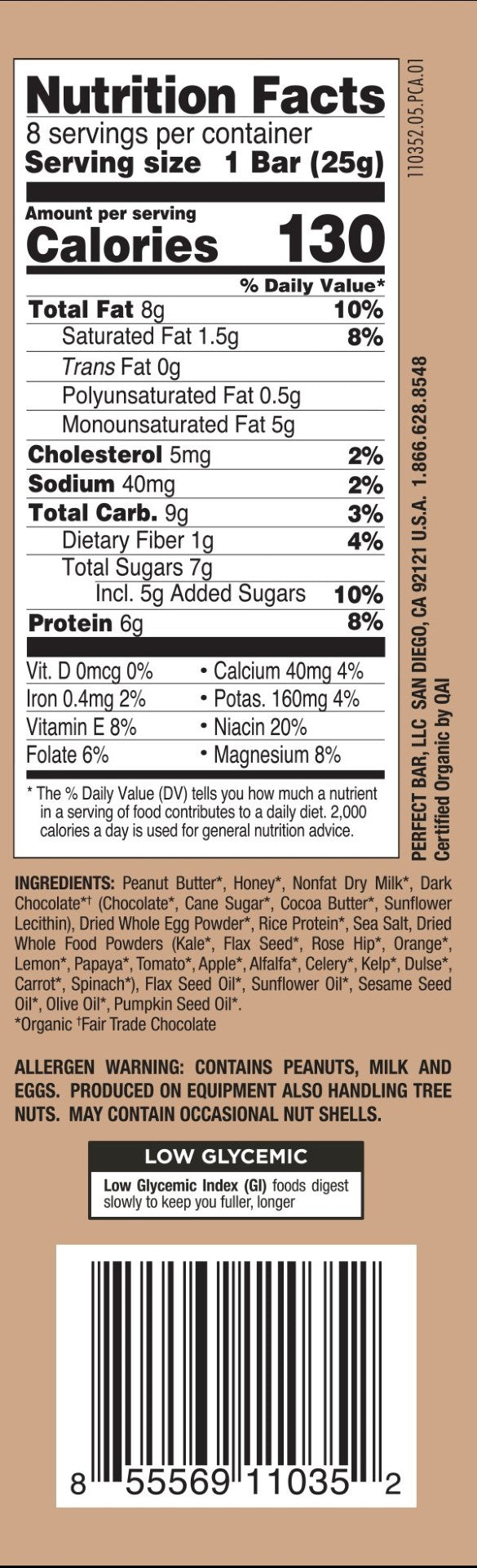 Perfect Bar Dark Chocolate Chip Peanut Butter 7 Ounce Size - 6 Per Case.