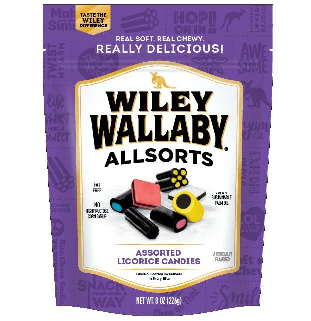 Wiley Wallaby Licorice Allsorts 8 Ounce Size - 10 Per Case.