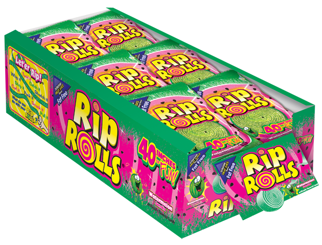 Rip Rolls Watermelon Goods Display Carton 1.4 Ounce Size - 288 Per Case.