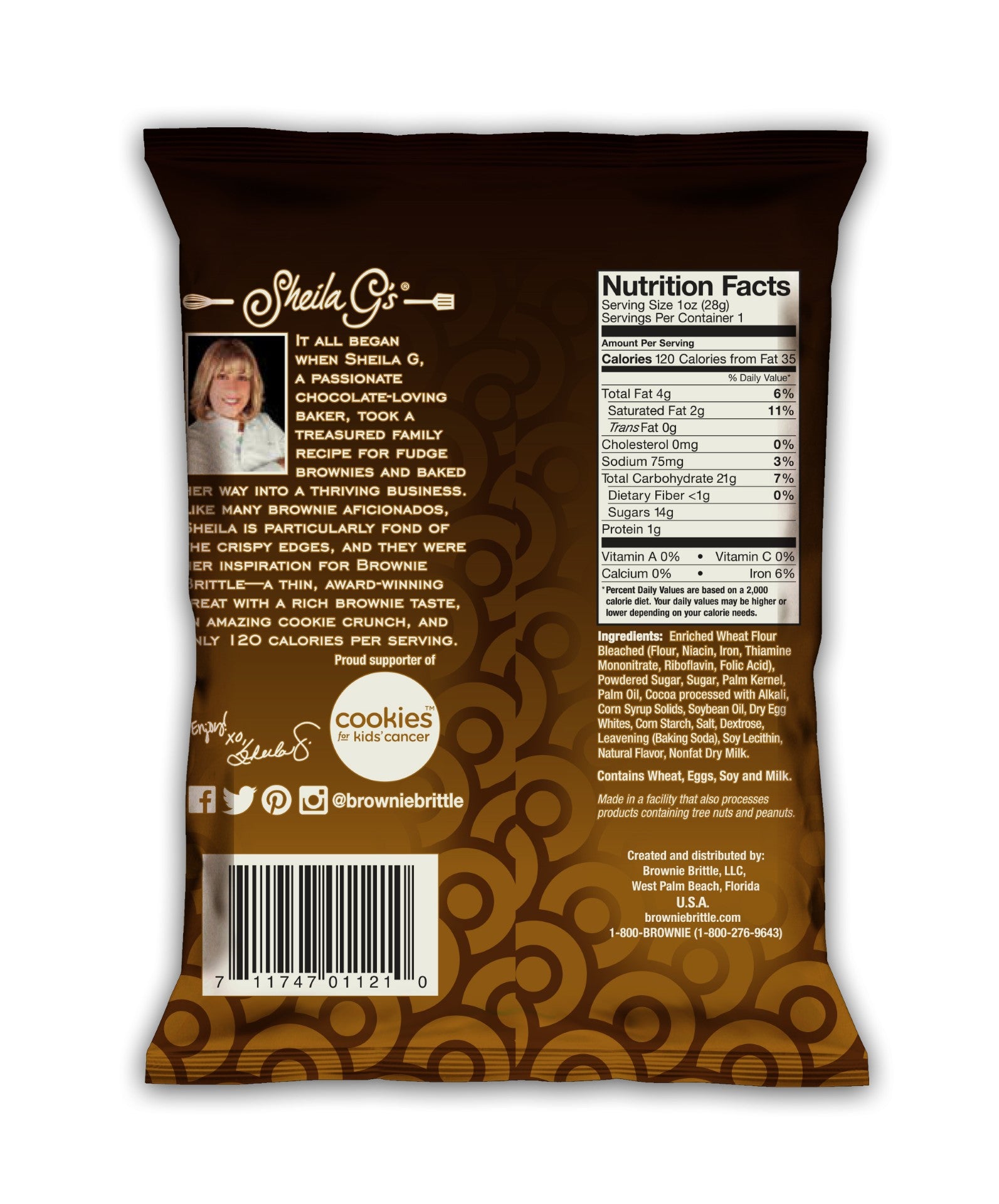 Sheila G's Chocolate Chip Brownie Brittle 1 Ounce Size - 72 Per Case.