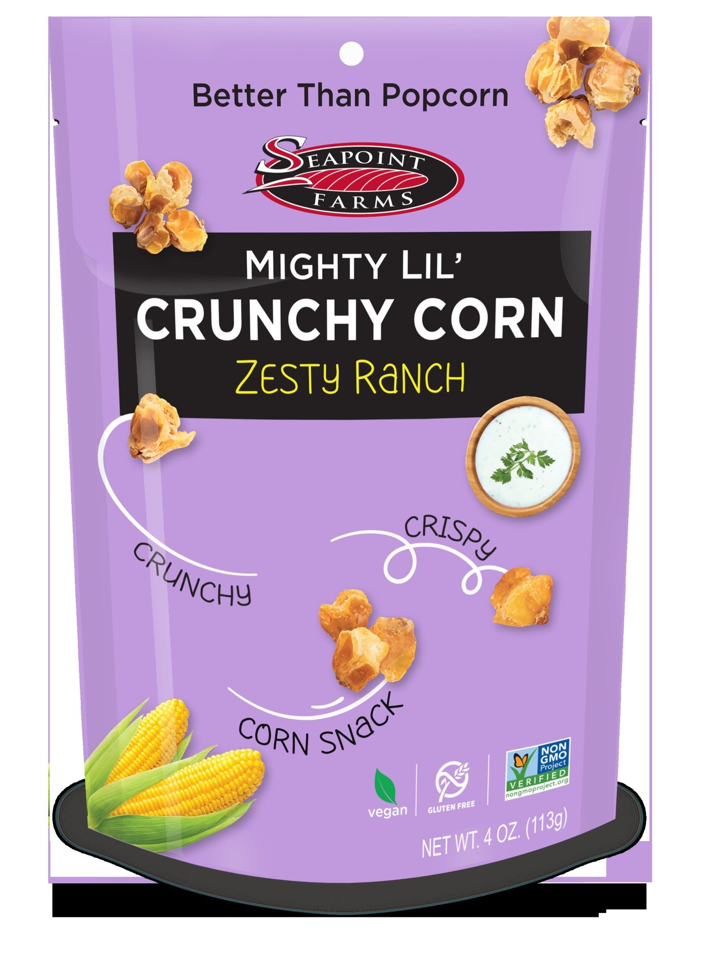 Mighty Lil Crunchy Corn Zesty Ranch 4 Ounce Size - 12 Per Case.