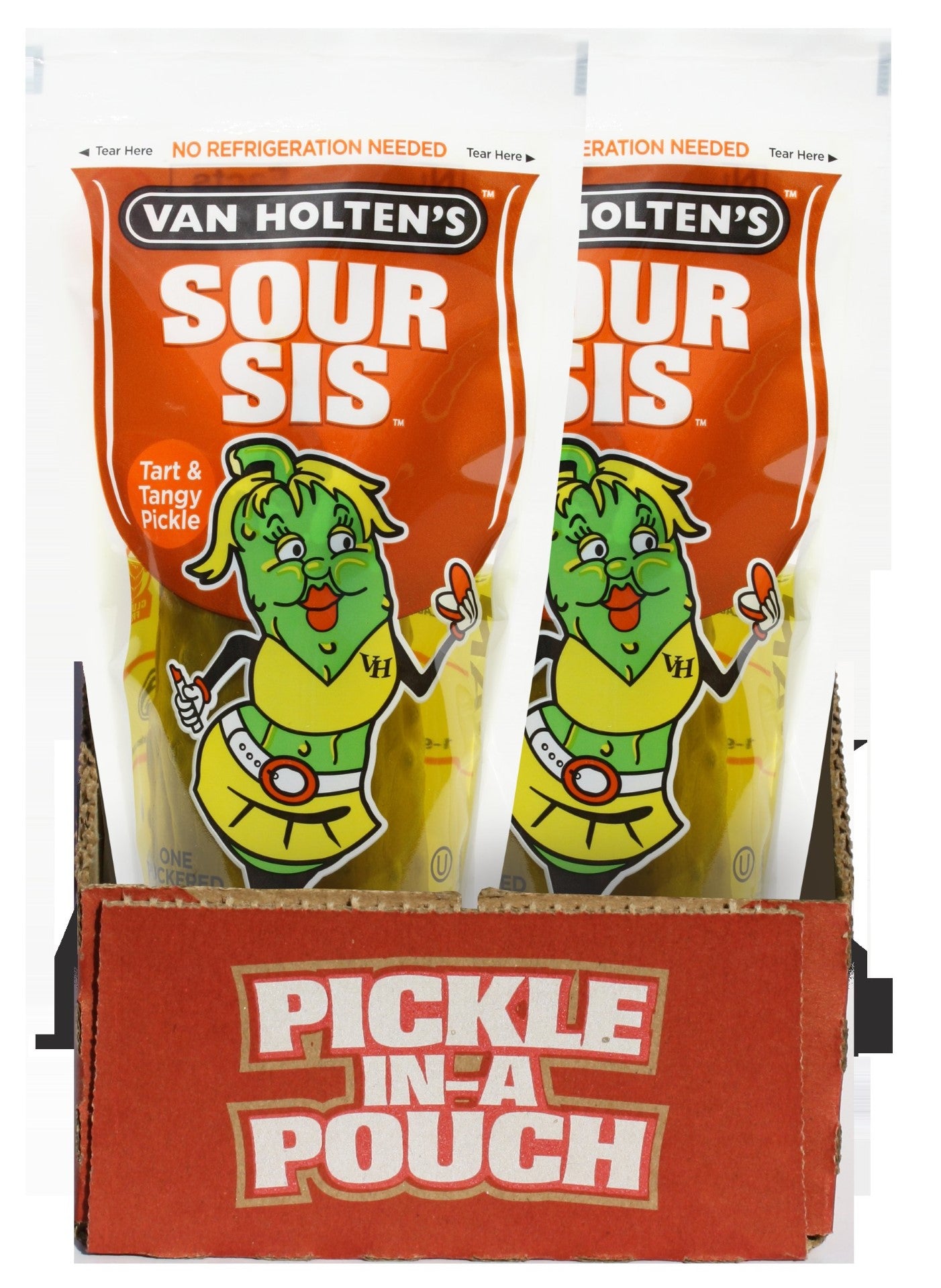 Van Holten's King Size Sour Sis Pickle Individually Packed In A Pouch 1 Each - 12 Per Case.