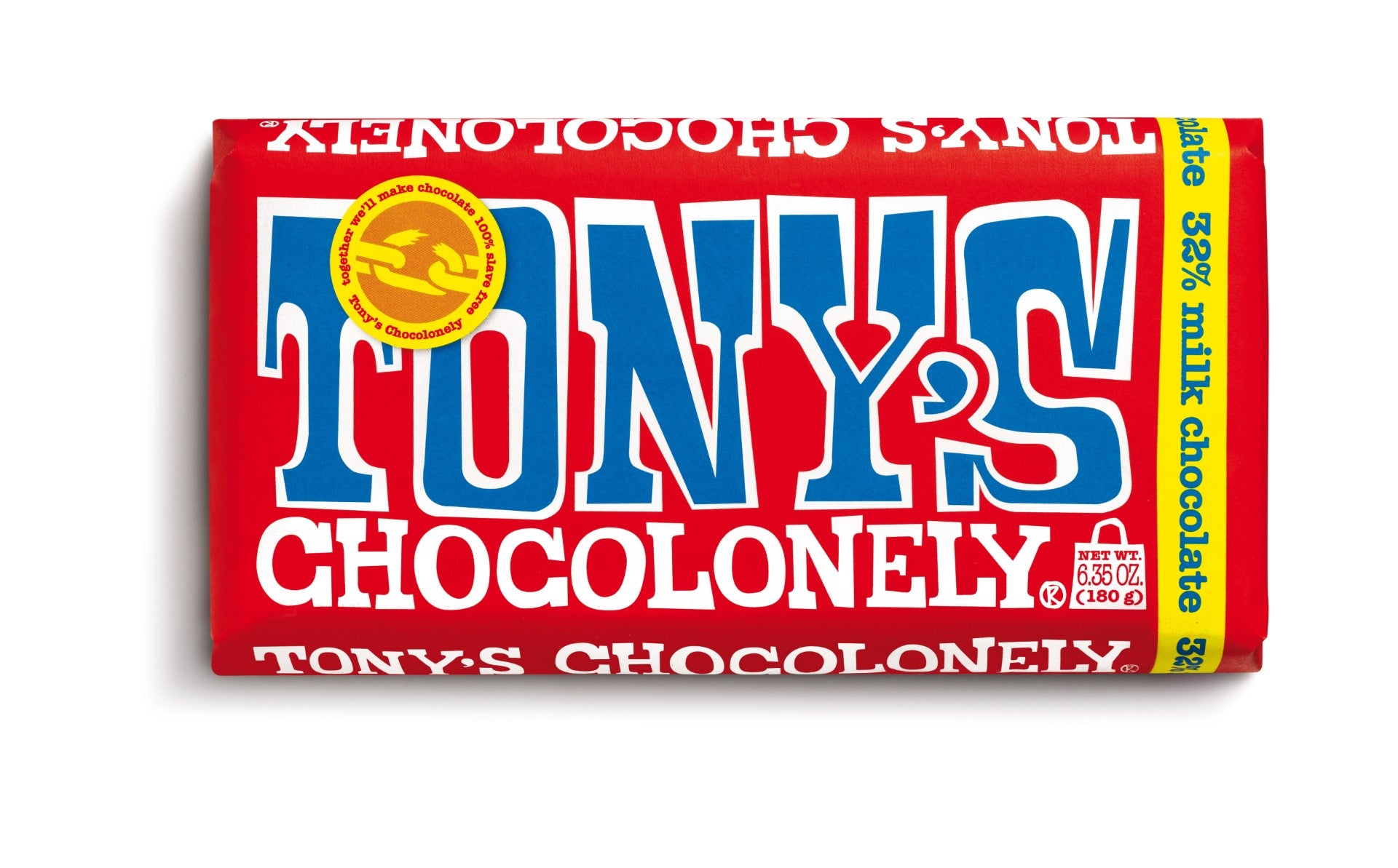 Tony's Chocolonely Milk Chocolate Bar 6.36 Ounce Packs - 15 Packs Per Case.