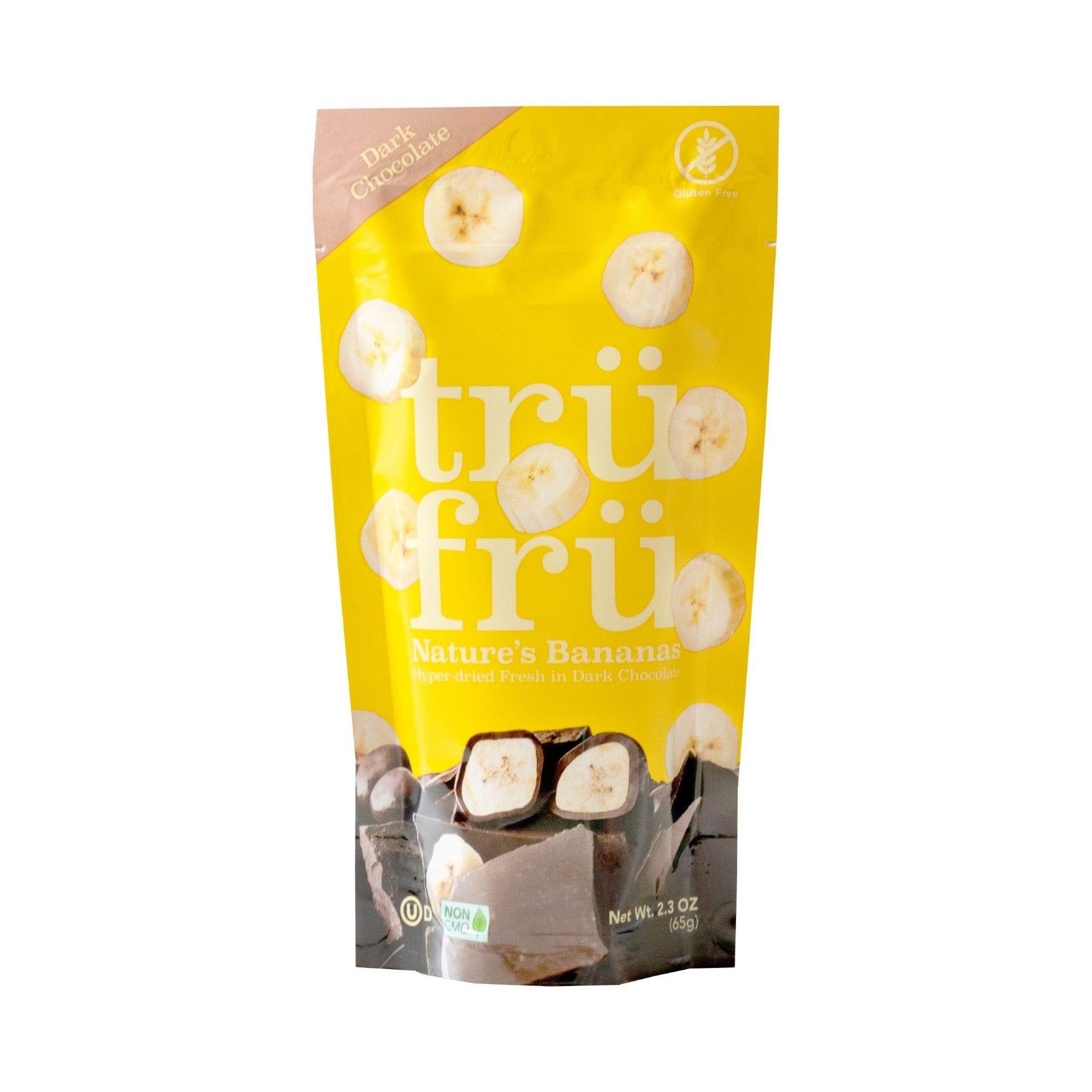 Tru Fru Hyper Dried Grab & Go Hyper Dried Real Banana In Dark Chocolate 2.3 Ounce Size - 12 Per Case.
