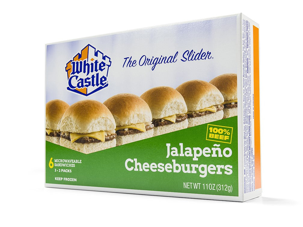 White Castle Jalapeno Burgers 11 Ounce Size - 12 Per Case.