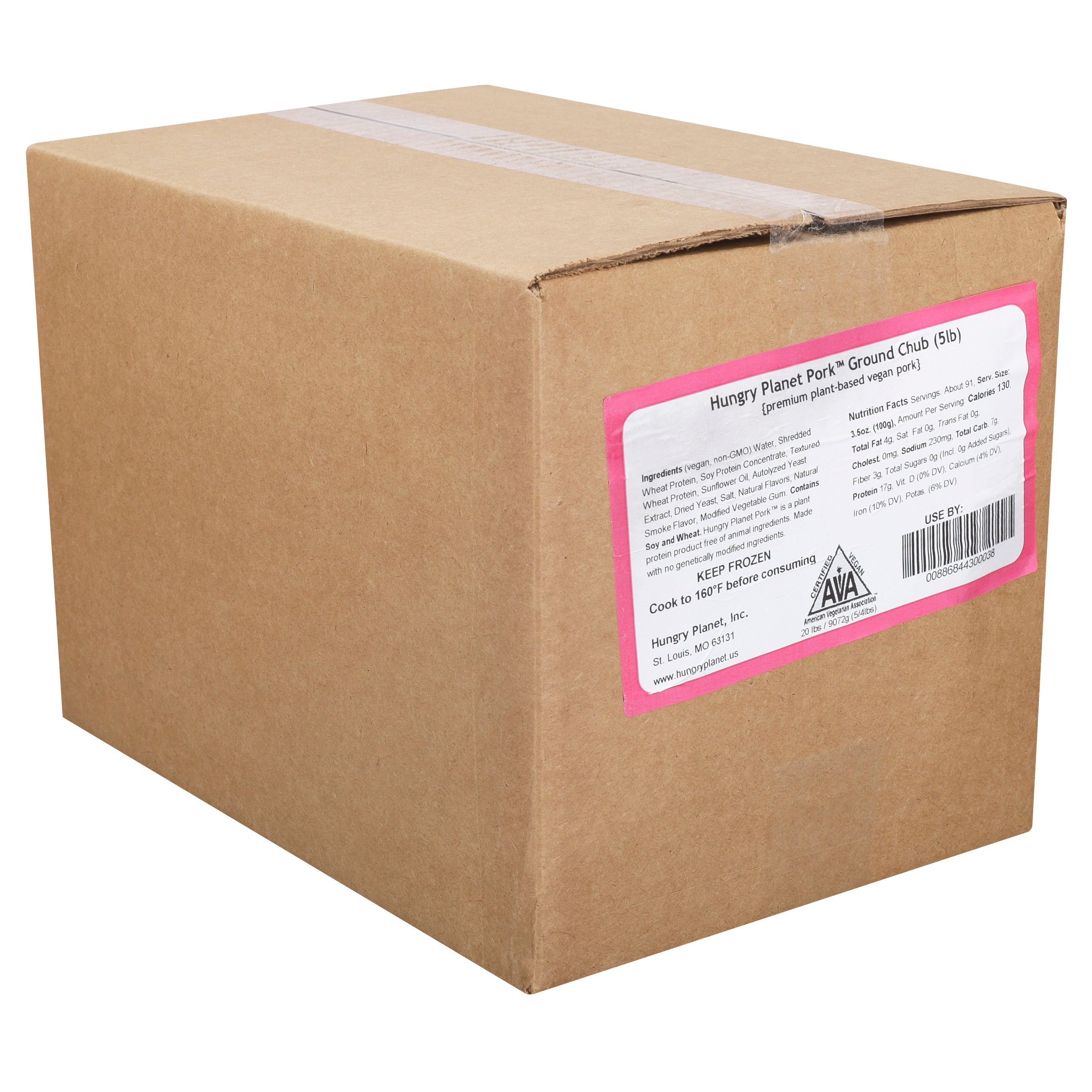 Hungry Planet Vegan Ground Pork Chub, 5 Pounds - 4 per case