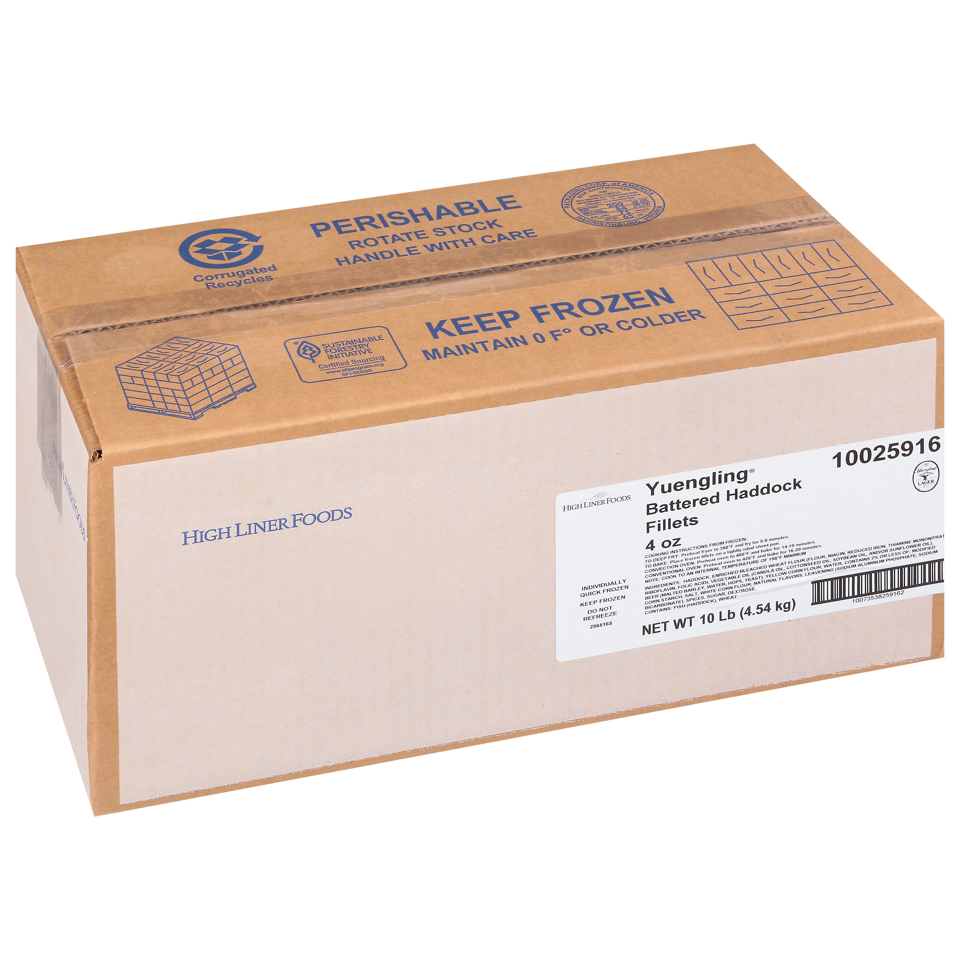 High Liner Foodservice Yuengling Lager Beer Battered 4 Ounce Fillets Haddock 5 Pound Each - 2 Per Case.